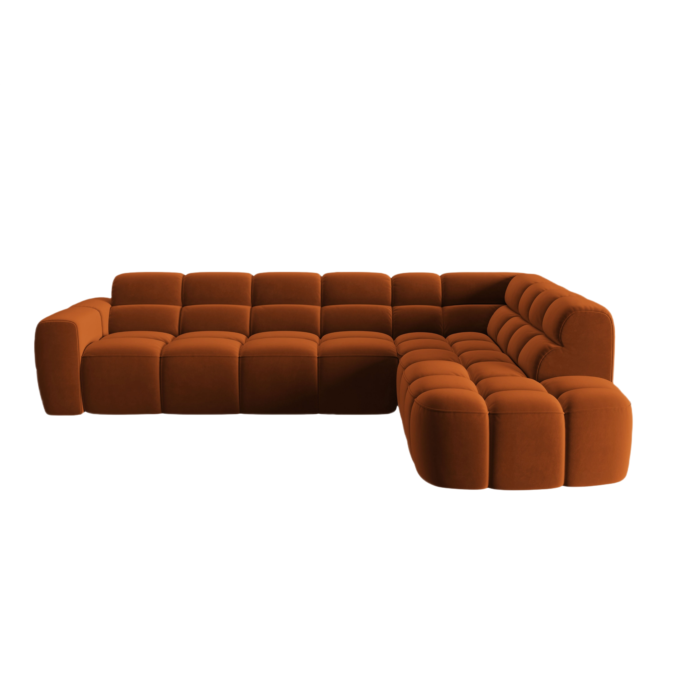 Sofa narożna aksamitna prawostronna LISA terracotta