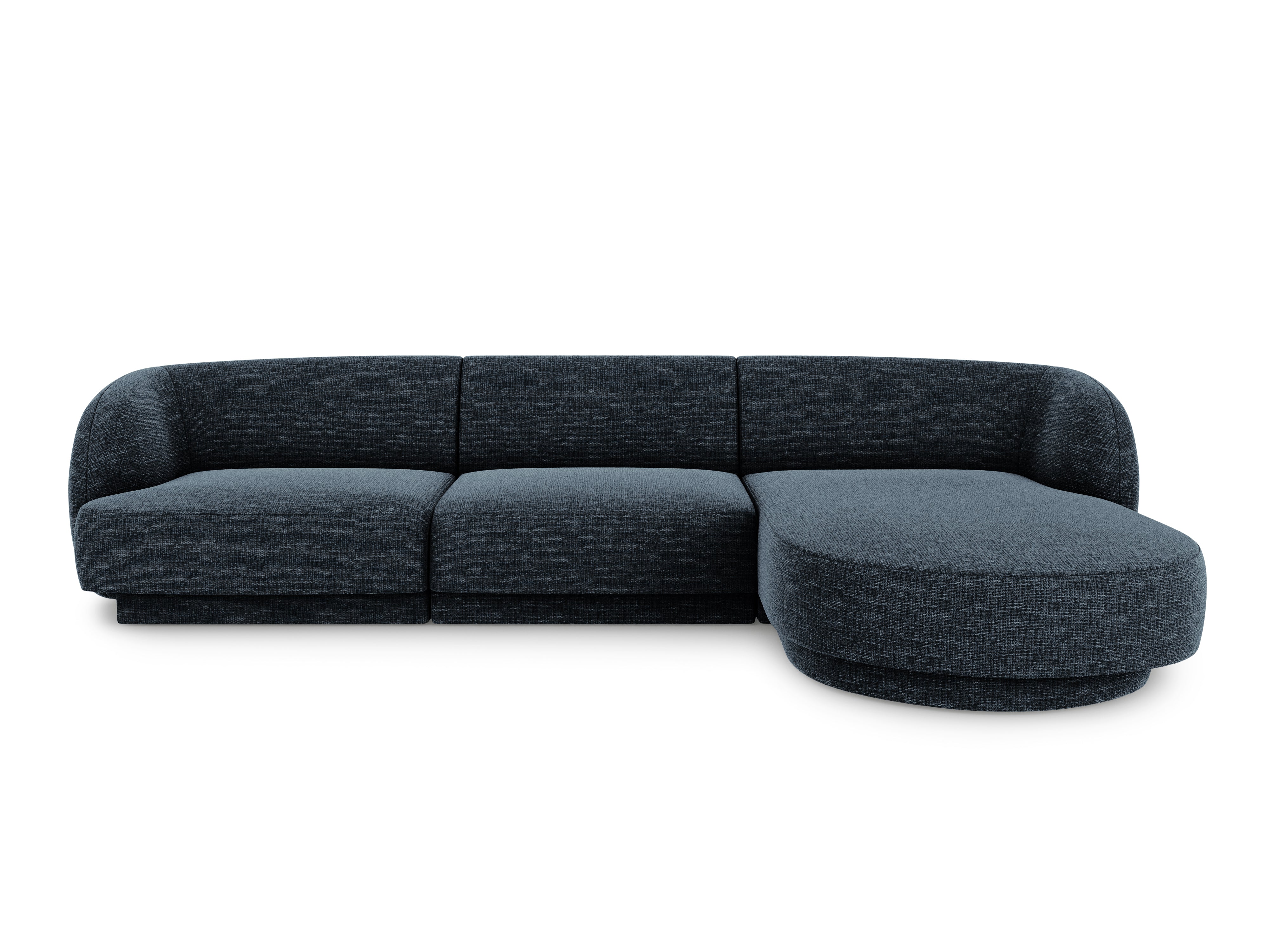 Narożnik 4-osobowy w tkaninie szenilowej prawostronny MILEY granatowy Micadoni Eye on Design