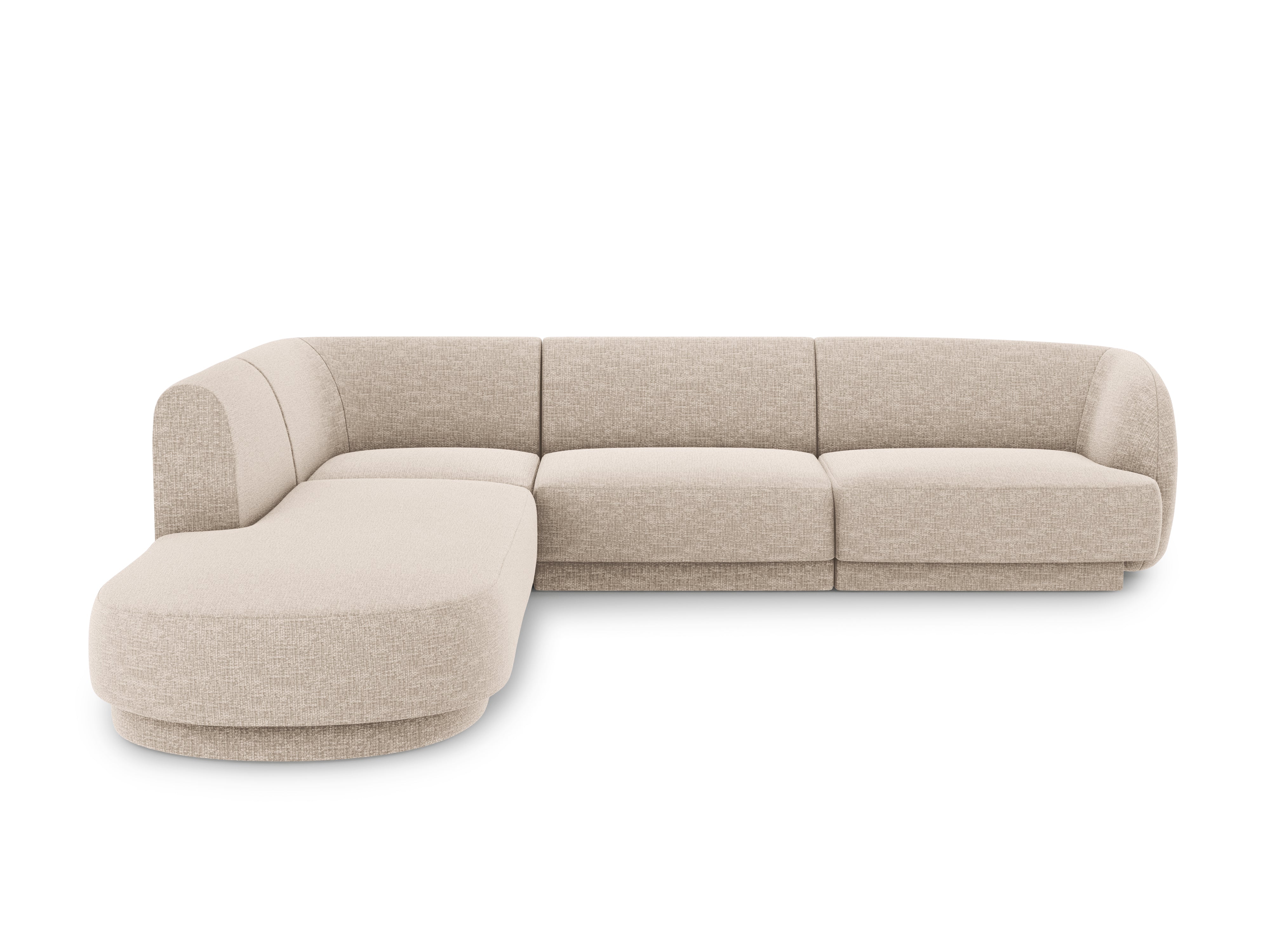 Narożnik 6-osobowy w tkaninie szenilowej lewostronny MILEY beżowy Micadoni Eye on Design