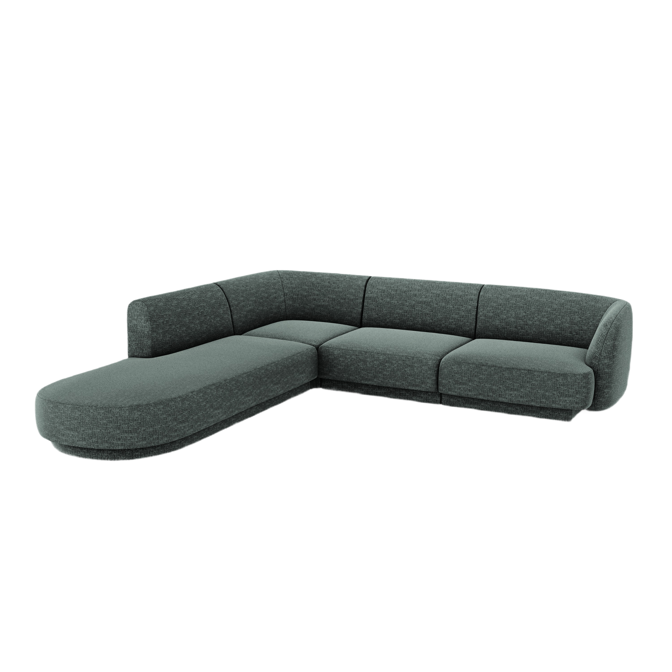 6-seater left-facing corner sofa MILEY petrol chenille silky