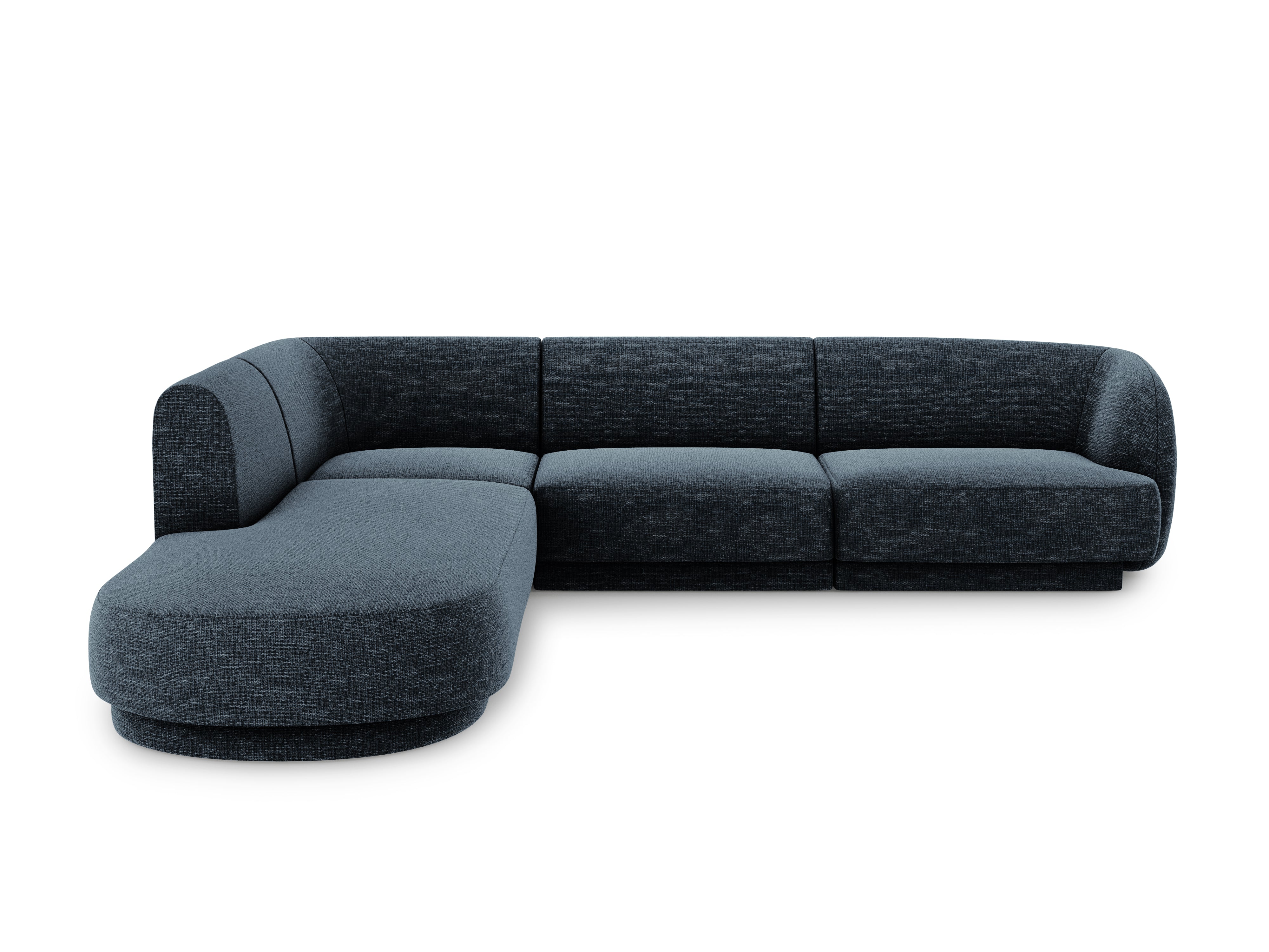 Narożnik 6-osobowy w tkaninie szenilowej lewostronny MILEY granatowy Micadoni Eye on Design