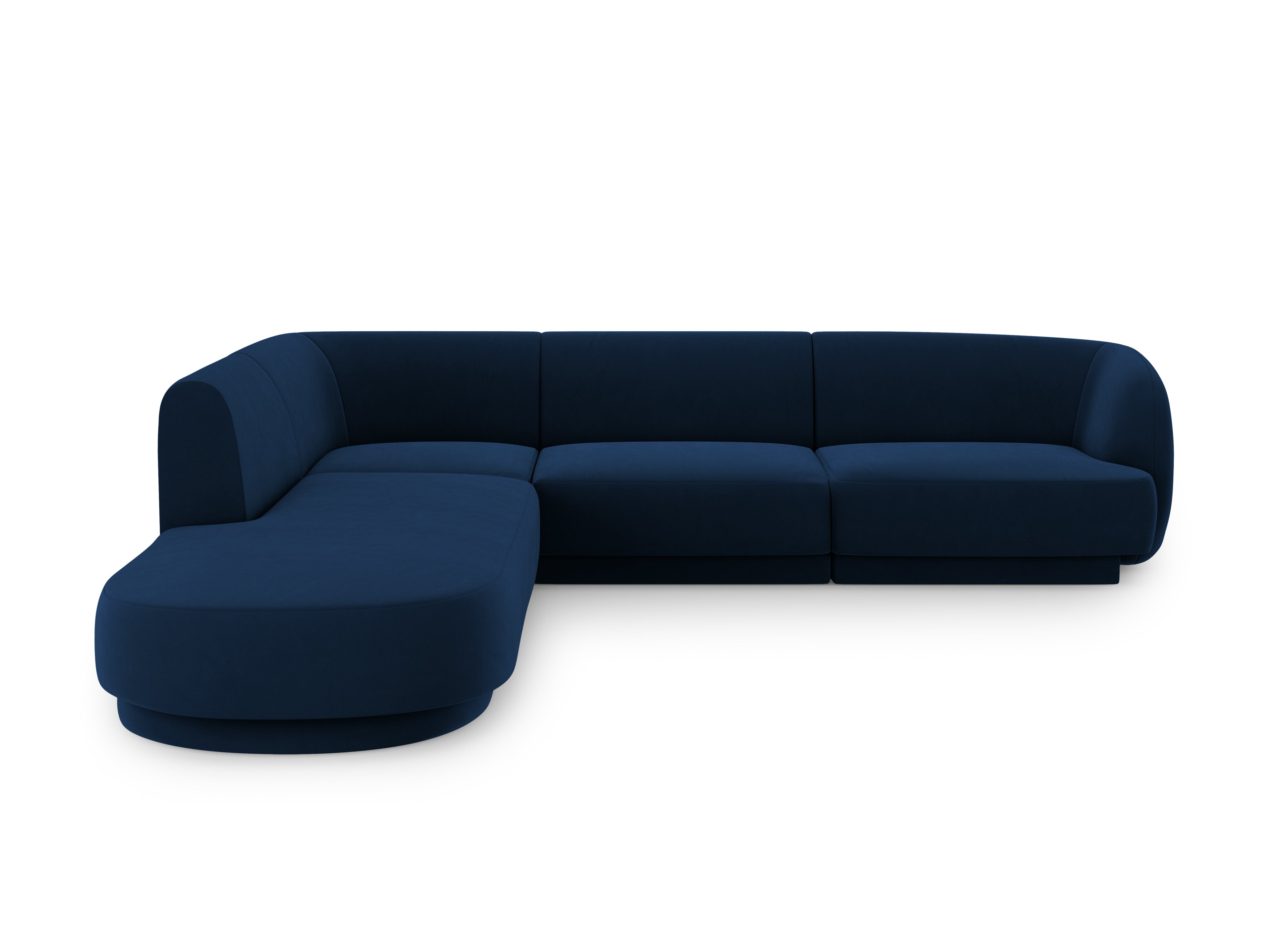 Narożnik aksamitny 6-osobowy lewostronny MILEY granat królewski Micadoni Eye on Design