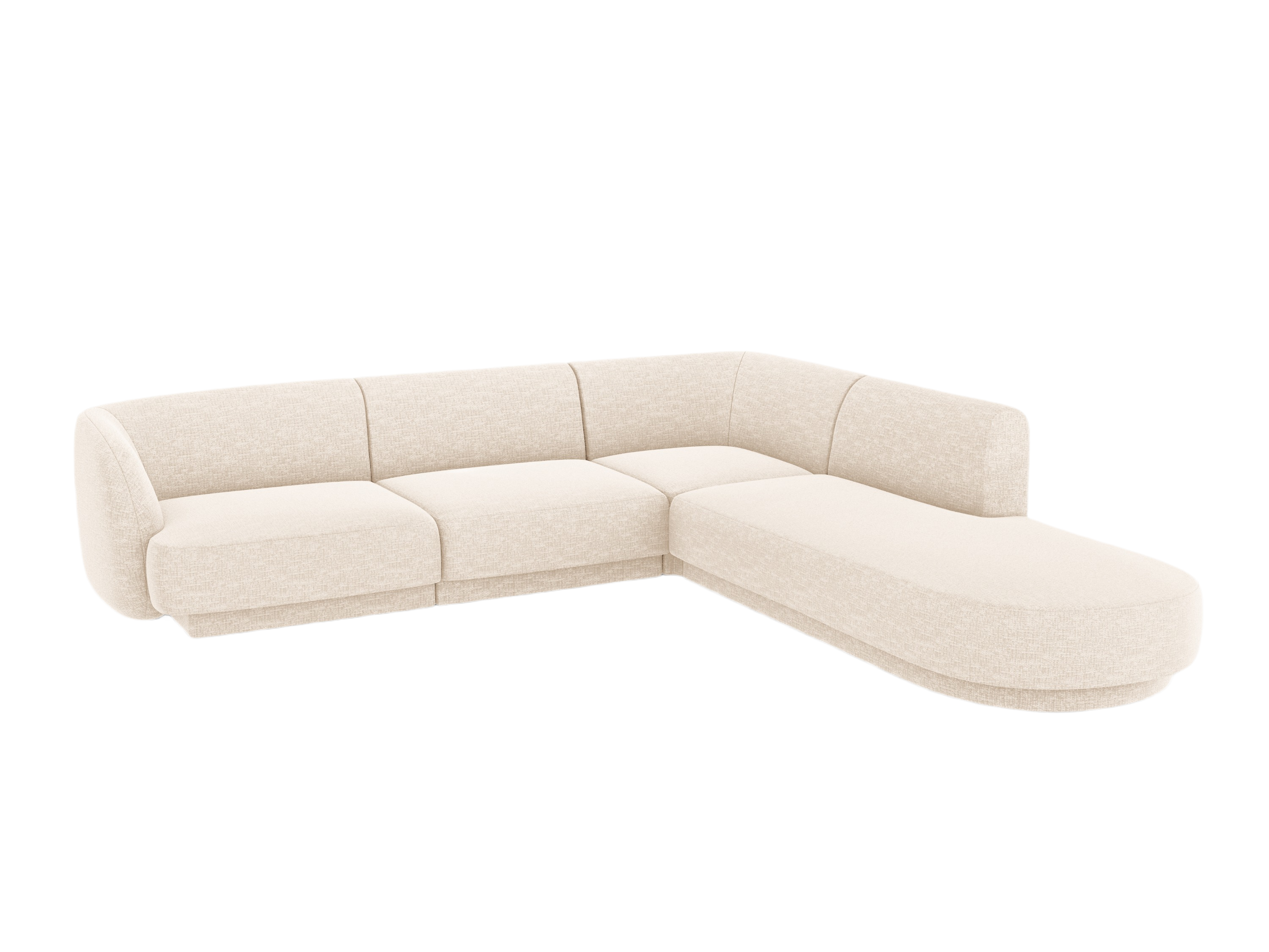 6-seater right-facing corner sofa MILEY light beige silky chenille