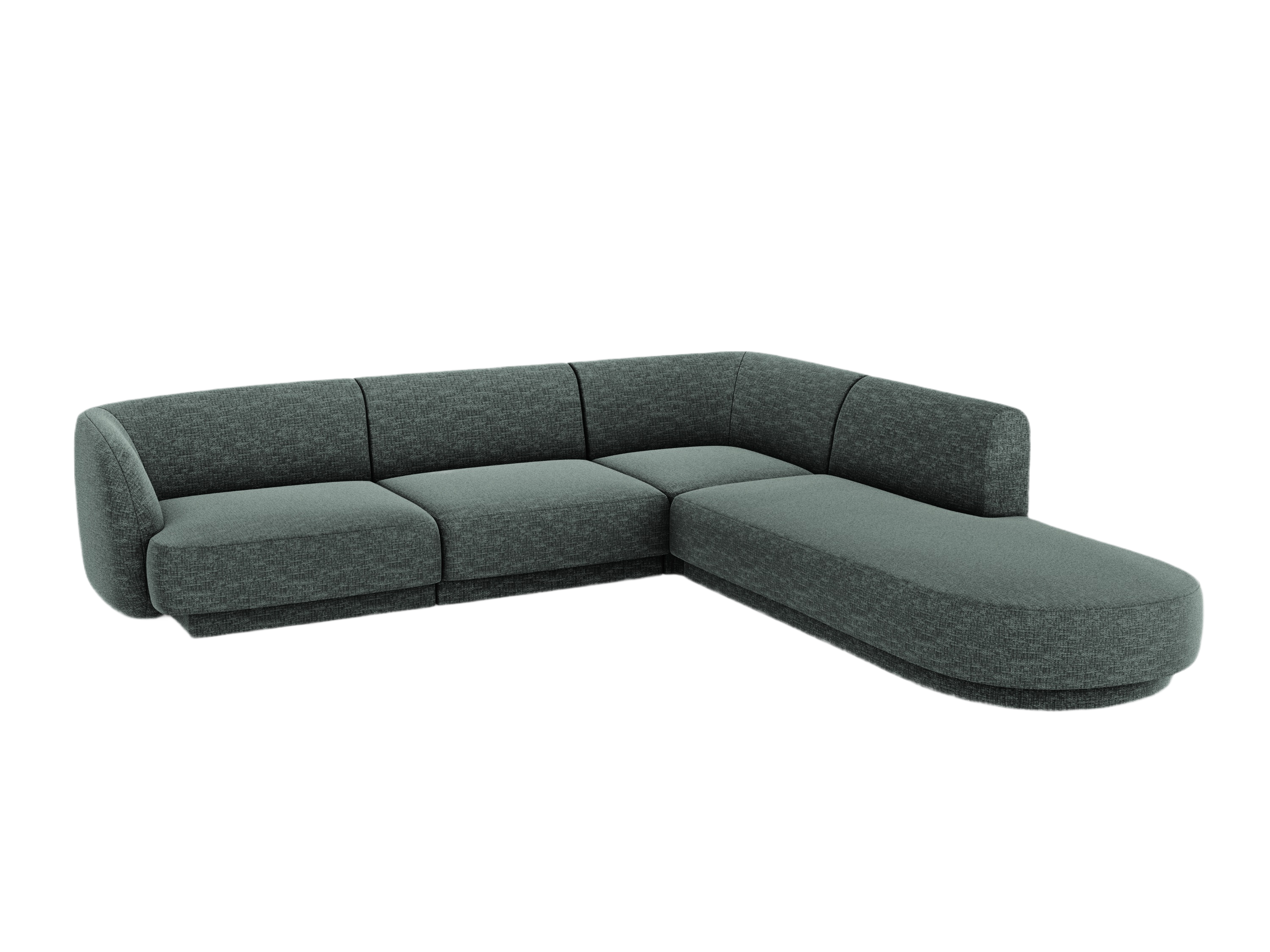 6-seater right-facing corner sofa MILEY petrol silky chenille