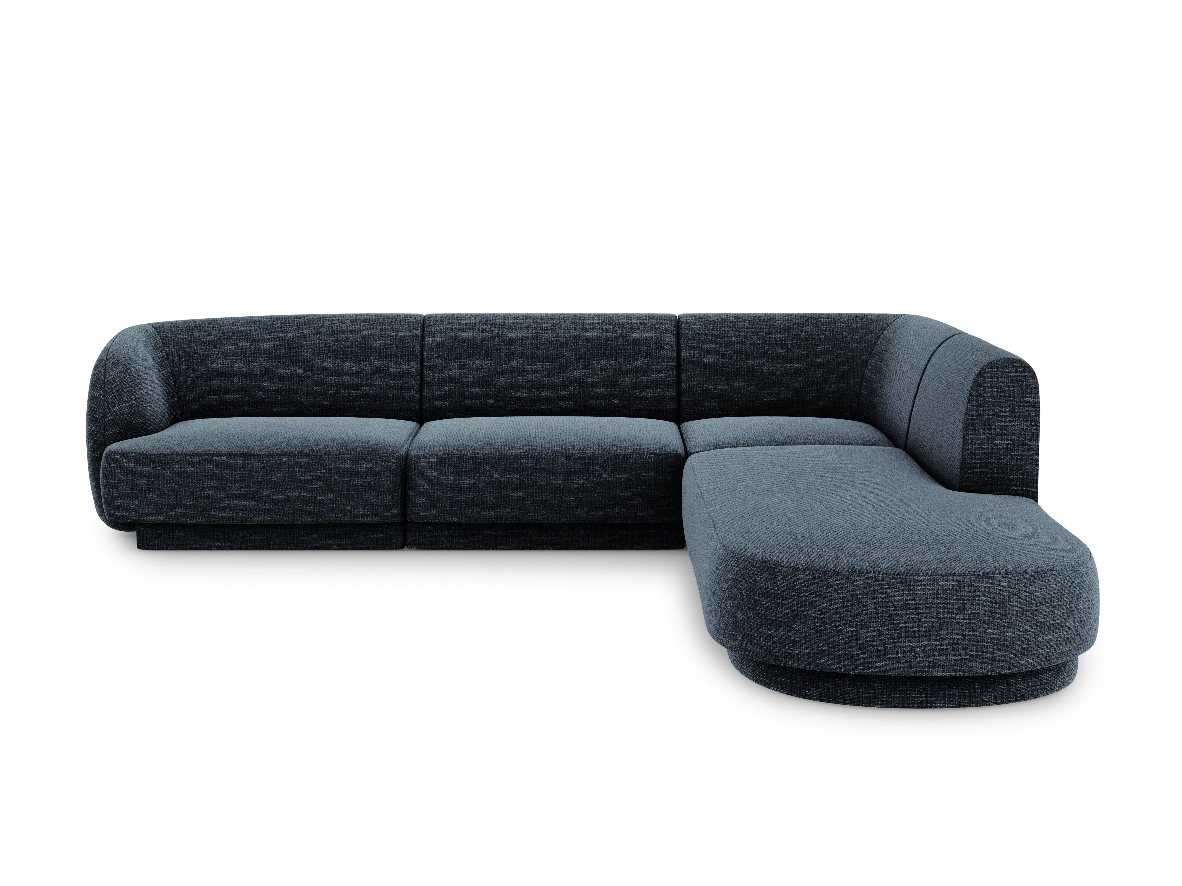 Narożnik 6-osobowy w tkaninie szenilowej prawostronny MILEY granatowy Micadoni Eye on Design