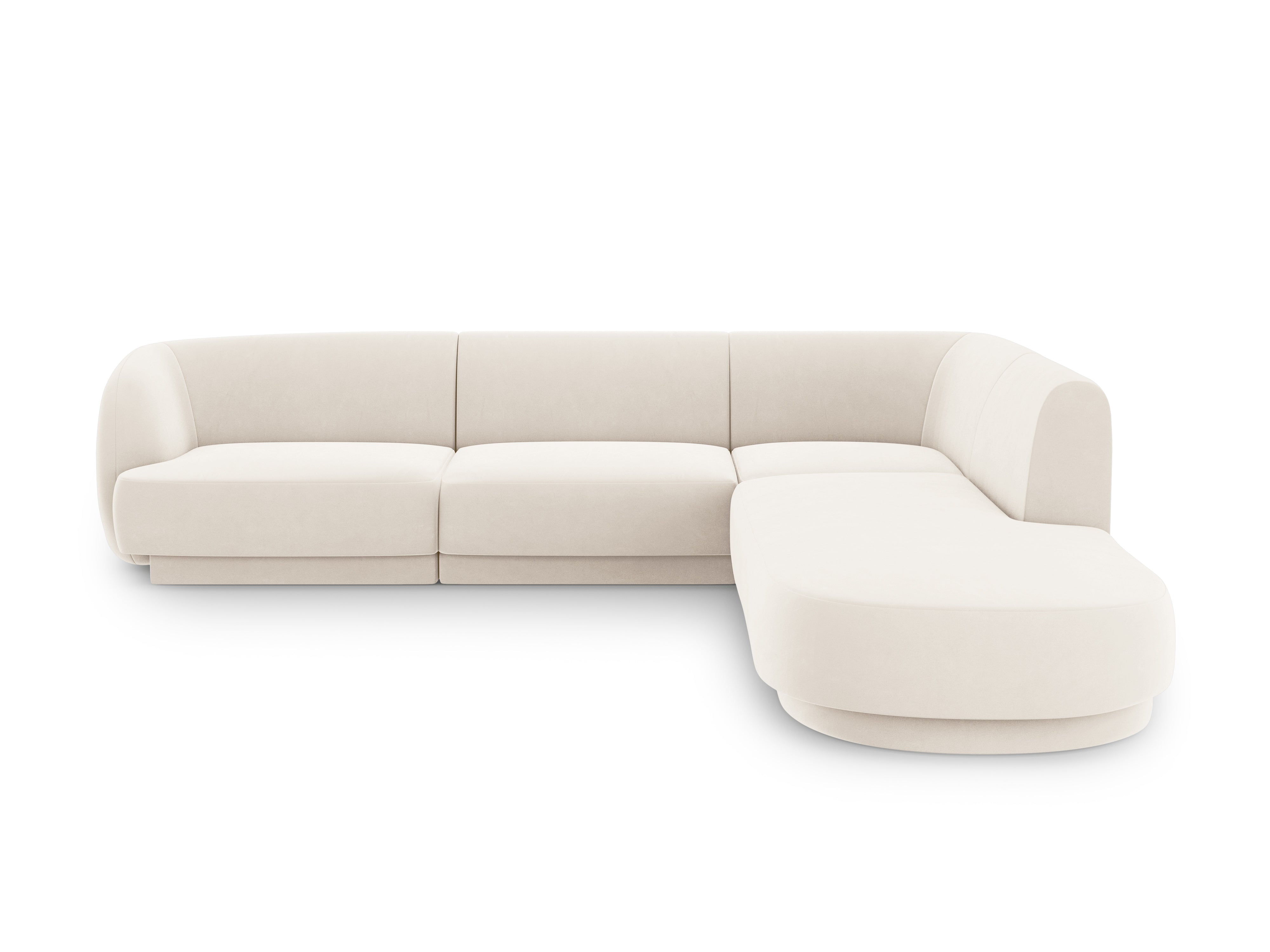 Narożnik aksamitny 6-osobowy prawostronny MILEY beżowy Micadoni Eye on Design