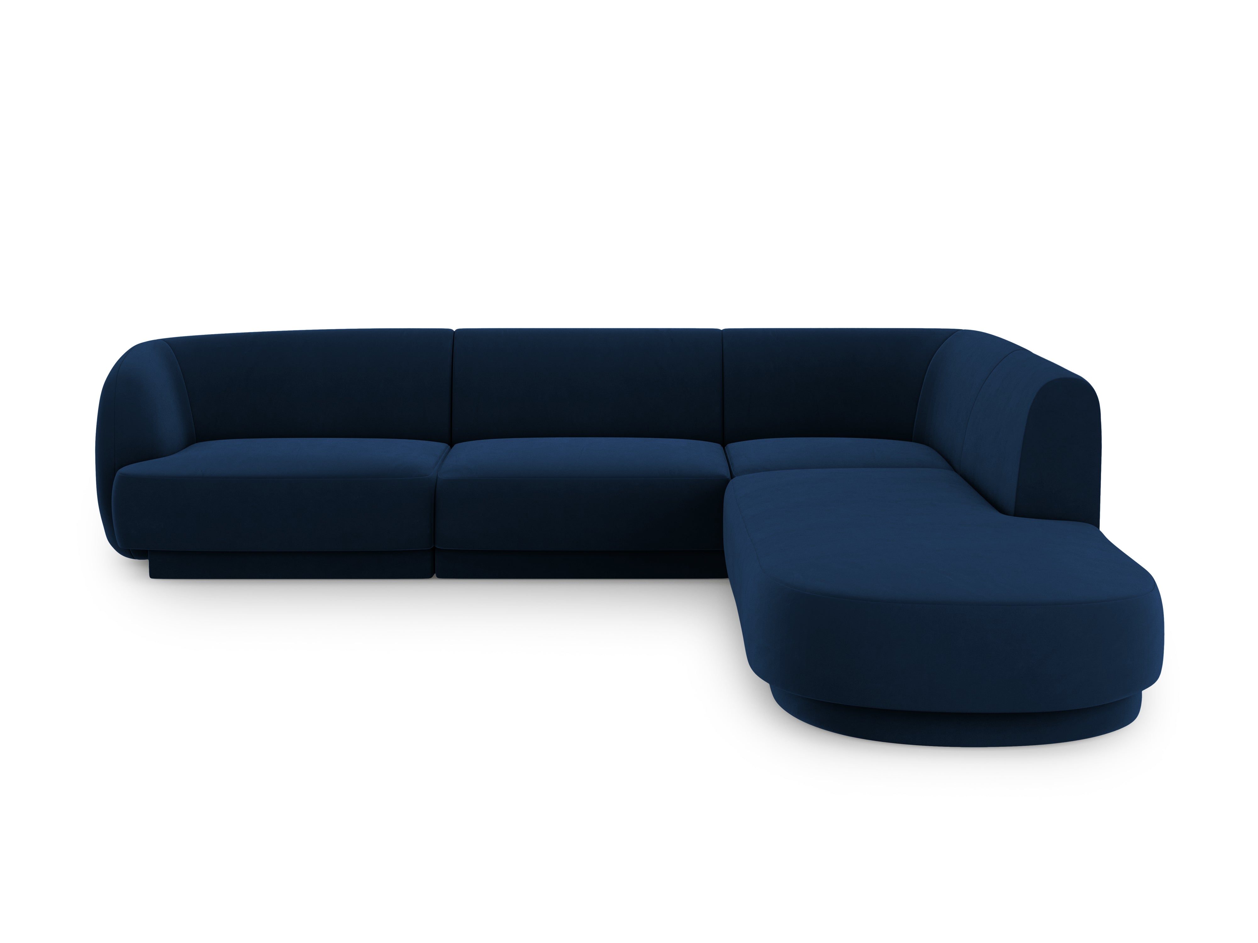 Narożnik aksamitny 6-osobowy prawostronny MILEY granat królewski Micadoni Eye on Design
