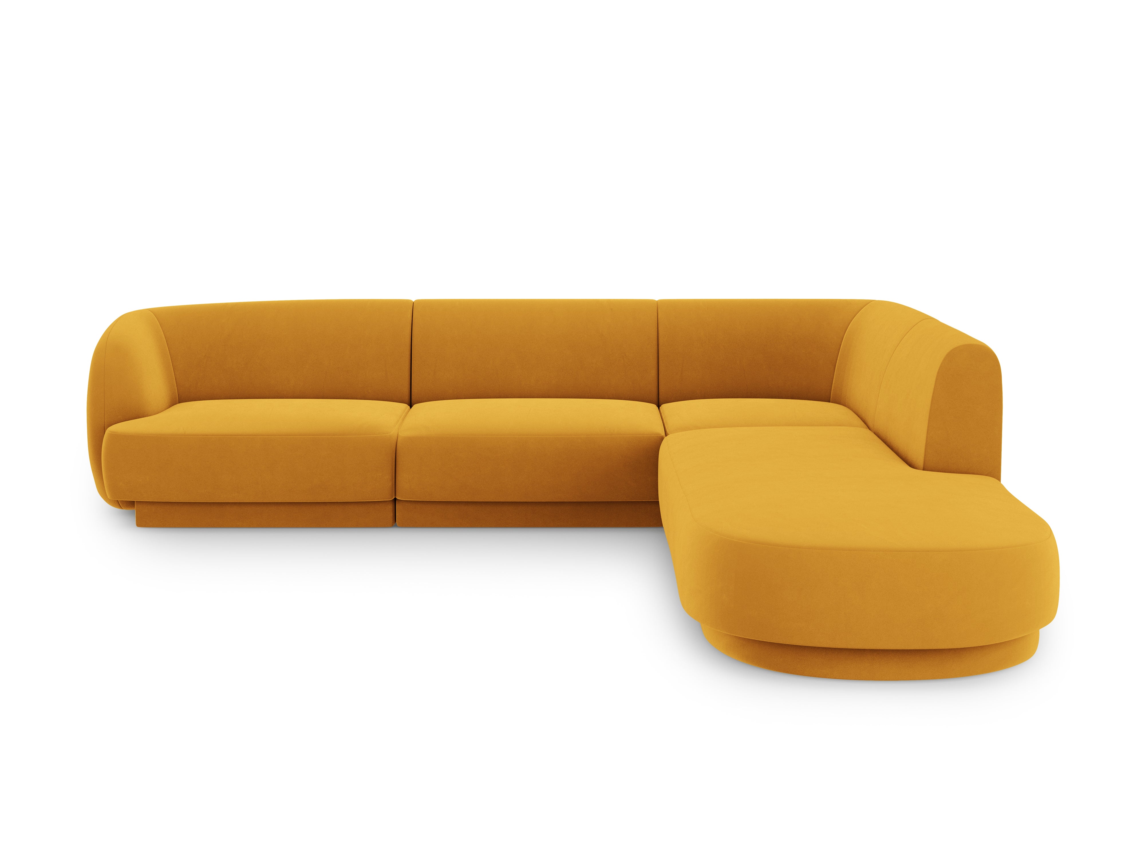 Narożnik aksamitny 6-osobowy prawostronny MILEY żółty Micadoni Eye on Design