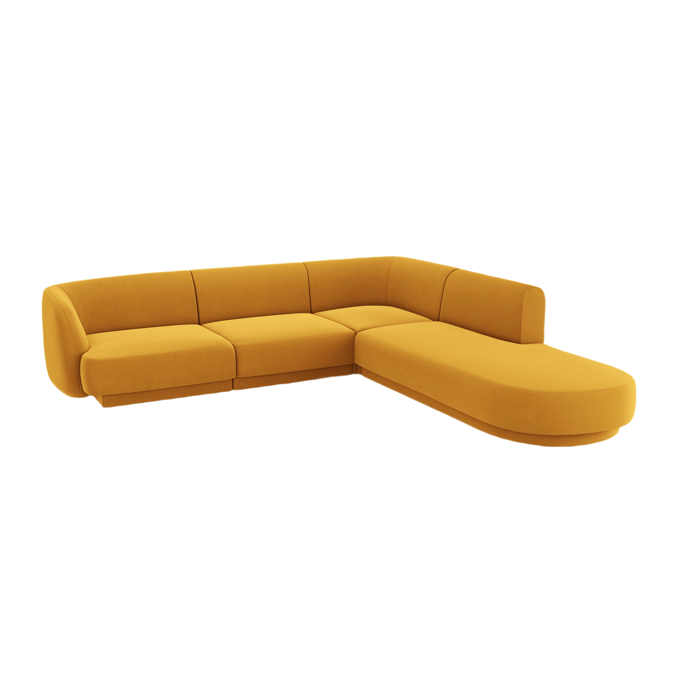 Velvet corner sofa for 6 people right-facing MILEY yellow