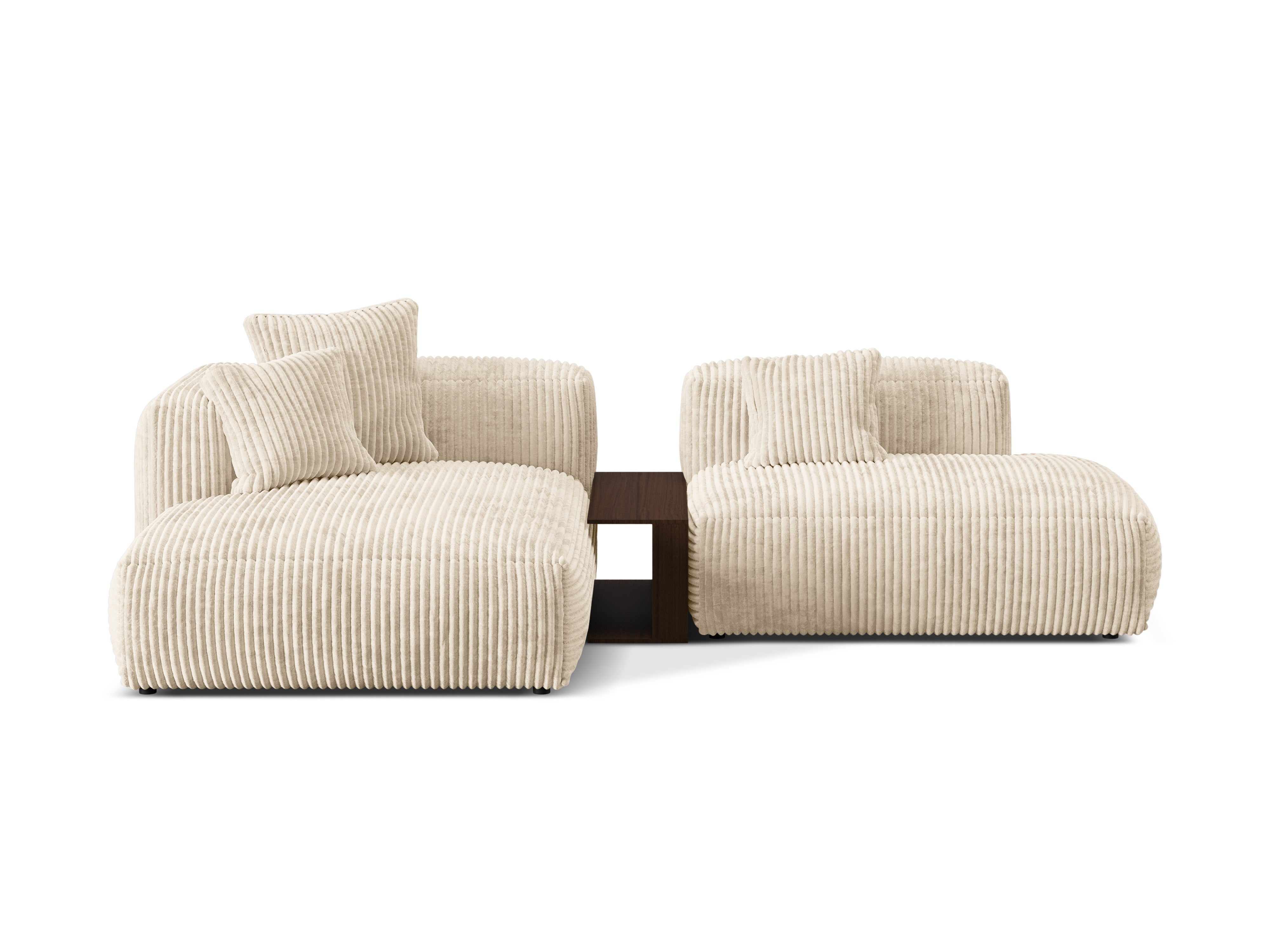 Links -besiedelte Ecke mit einem Martin -Tischleuchten -Beige Corduroy