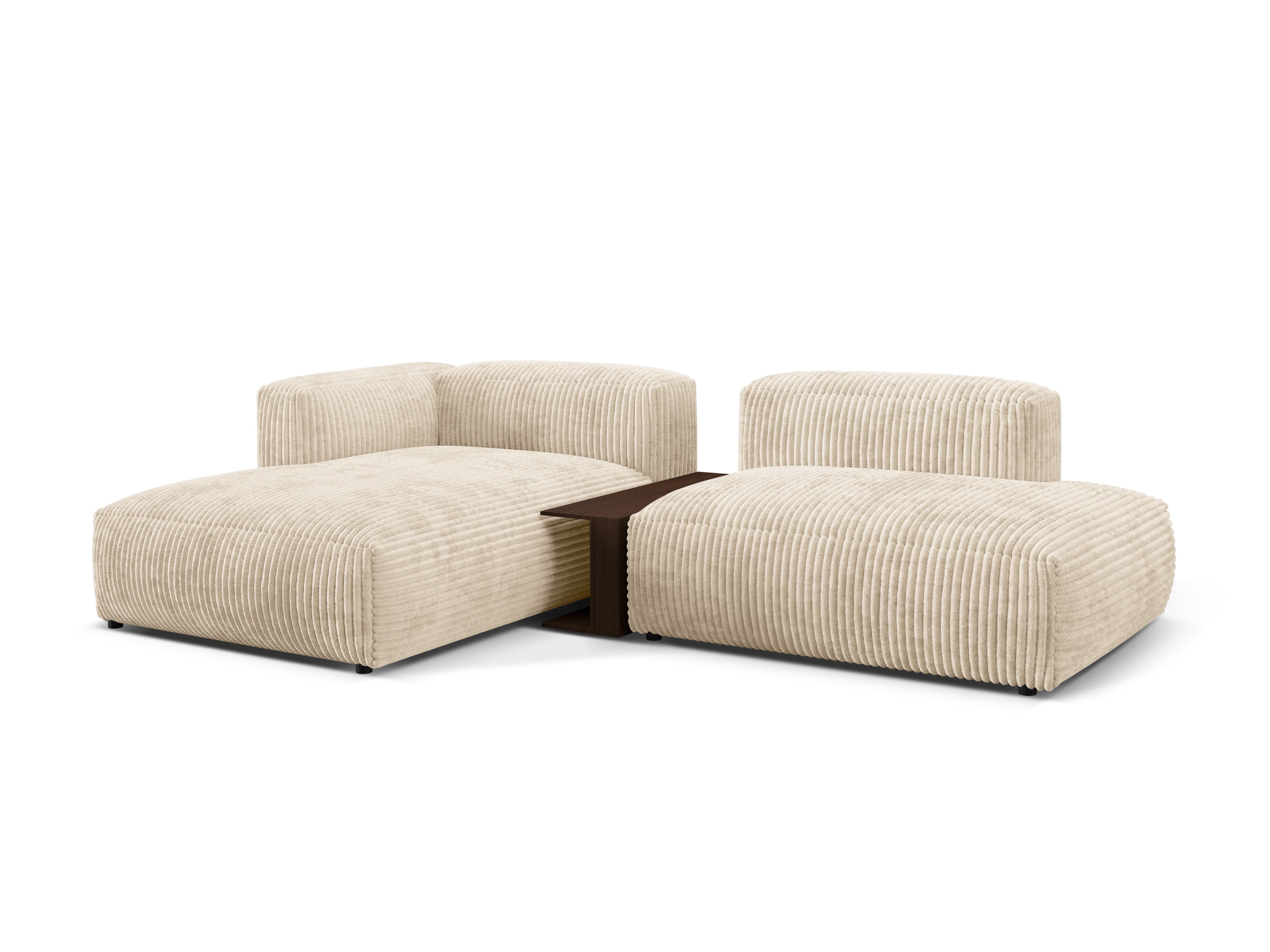 Links -besiedelte Ecke mit einem Martin -Tischleuchten -Beige Corduroy