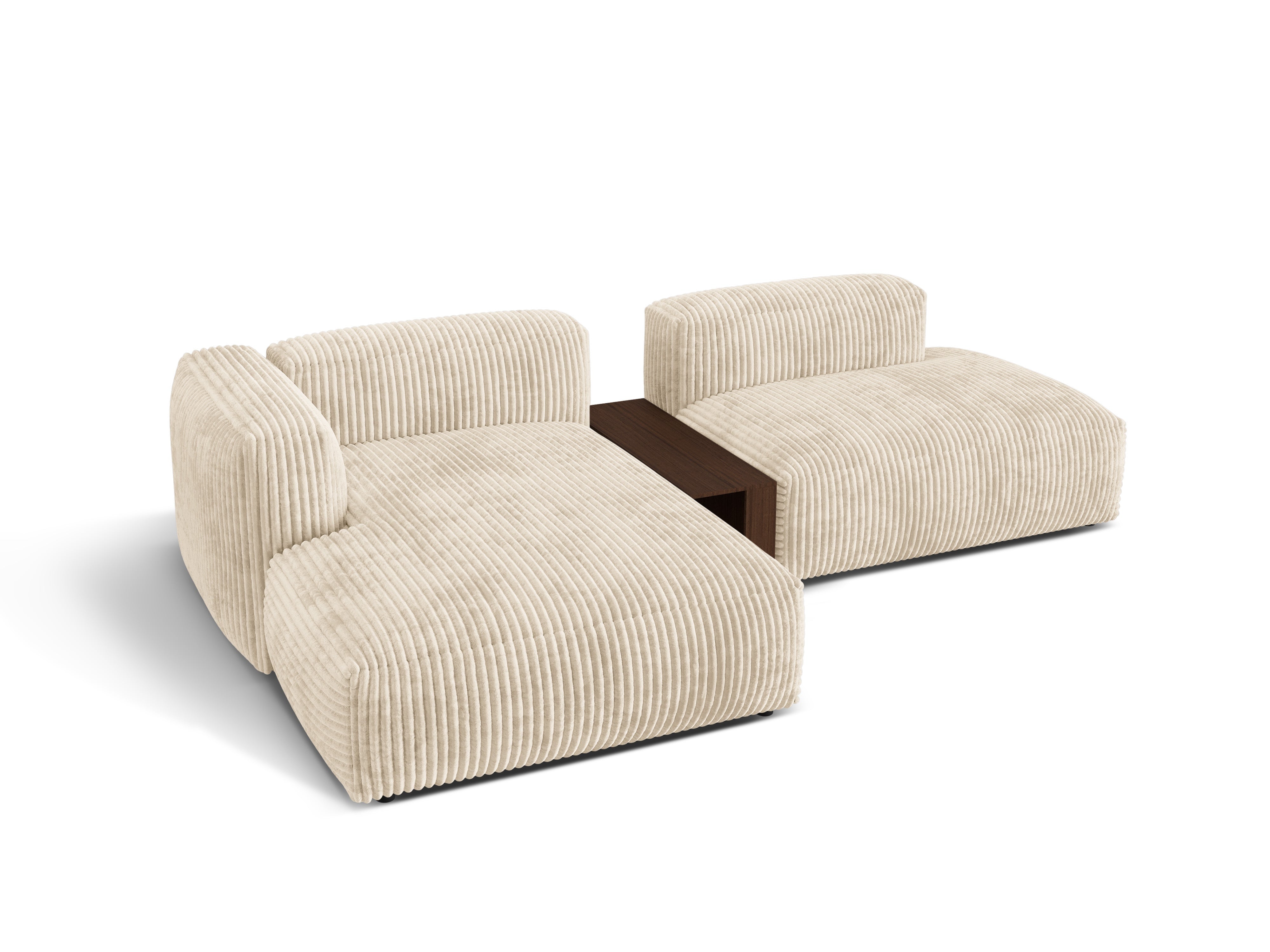 Links -besiedelte Ecke mit einem Martin -Tischleuchten -Beige Corduroy