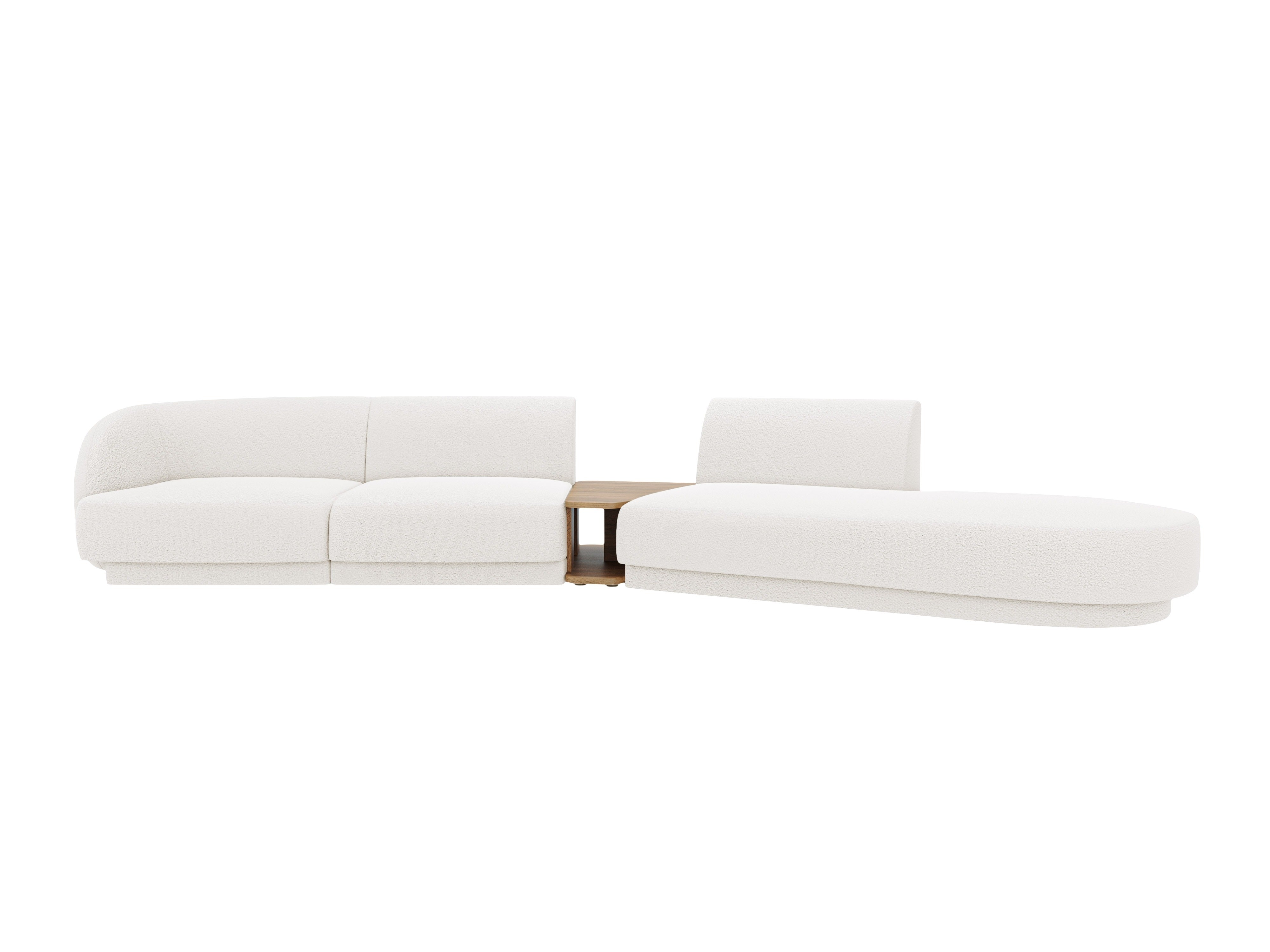 Sofa modułowa prawostronna ze stolikiem 4-osobowa MILEY biały boucle