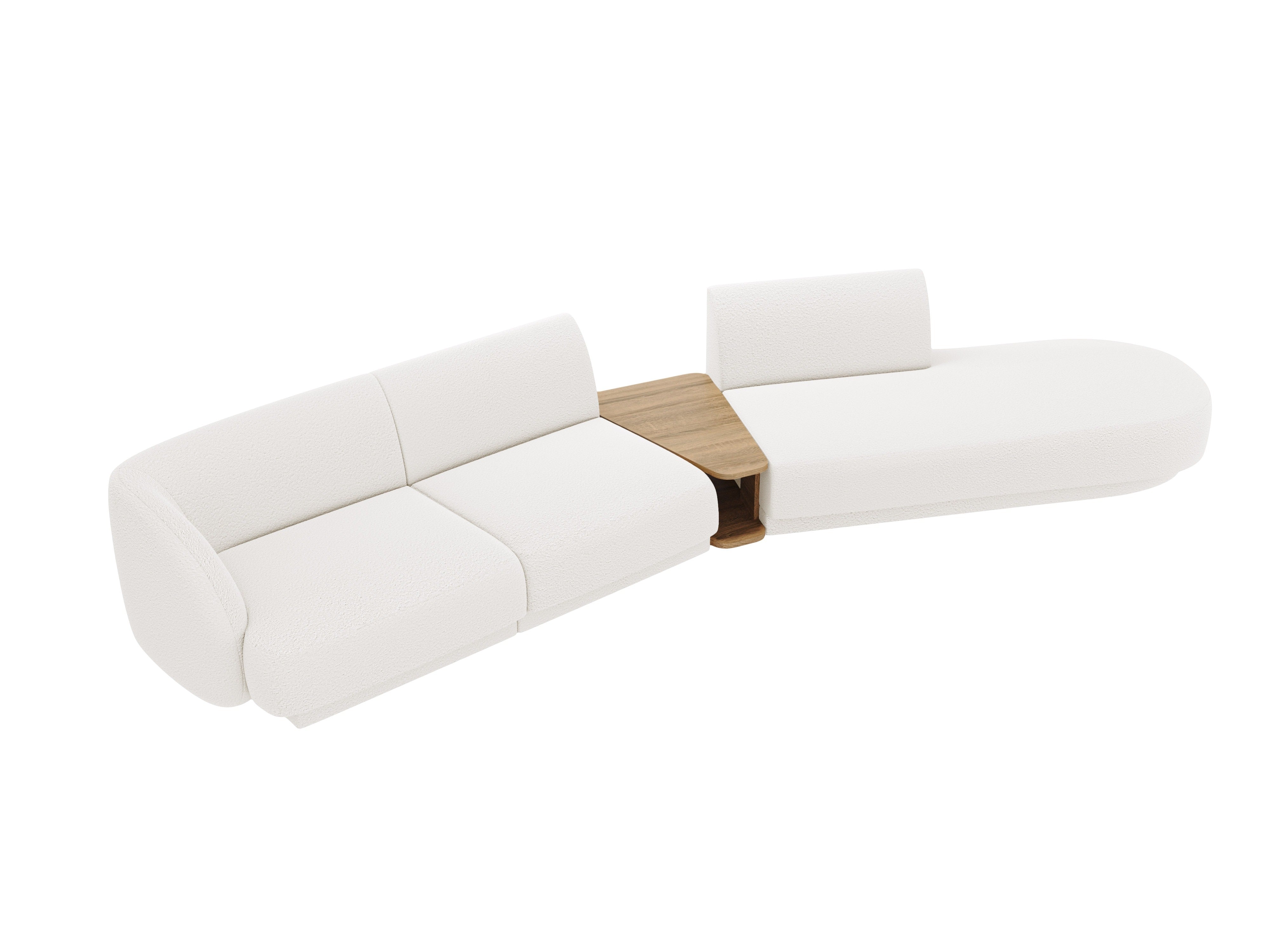 Sofa modułowa prawostronna ze stolikiem 4-osobowa MILEY biały boucle