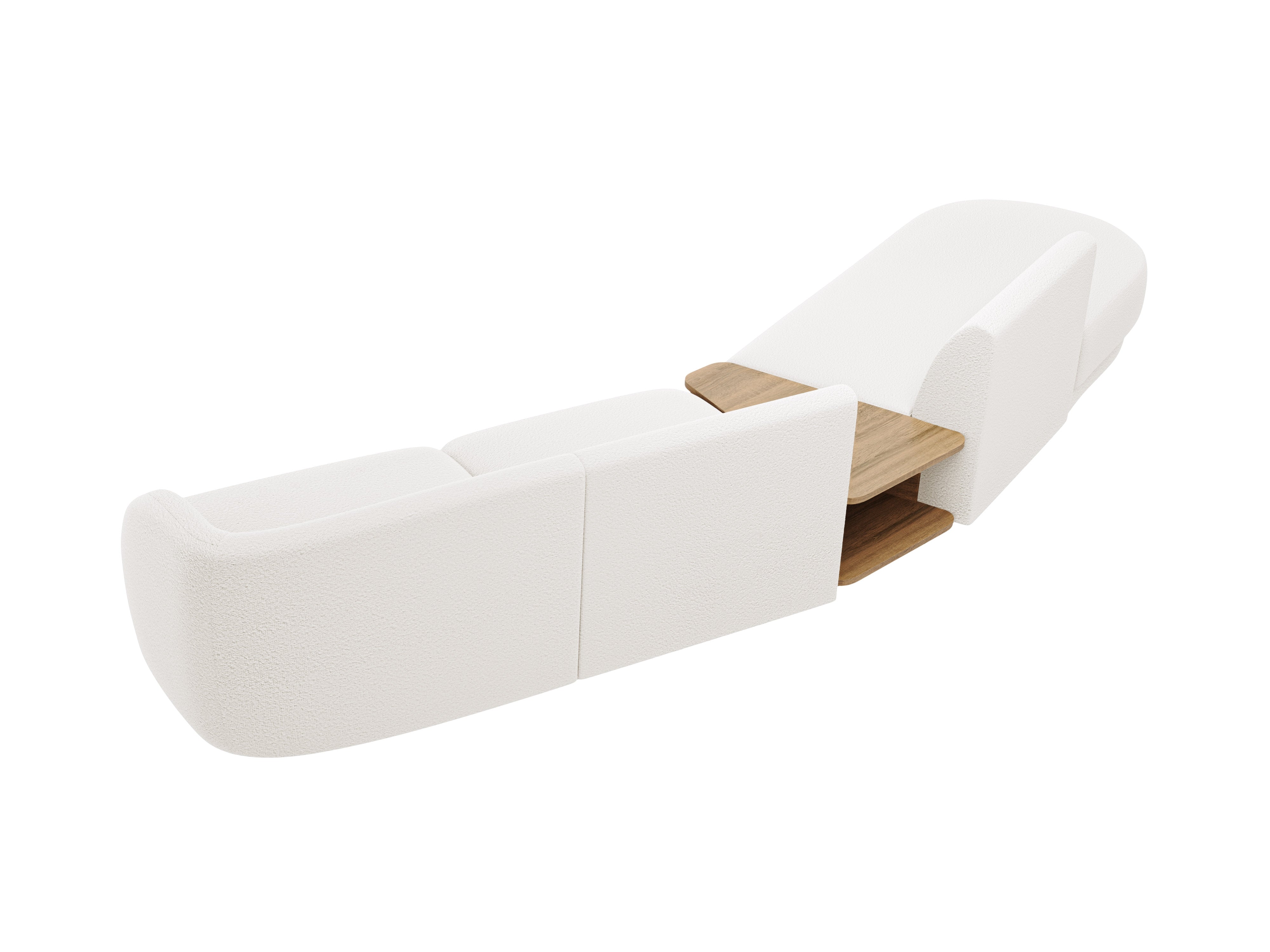 Sofa modułowa lewostronna ze stolikiem 4-osobowa MILEY biały boucle
