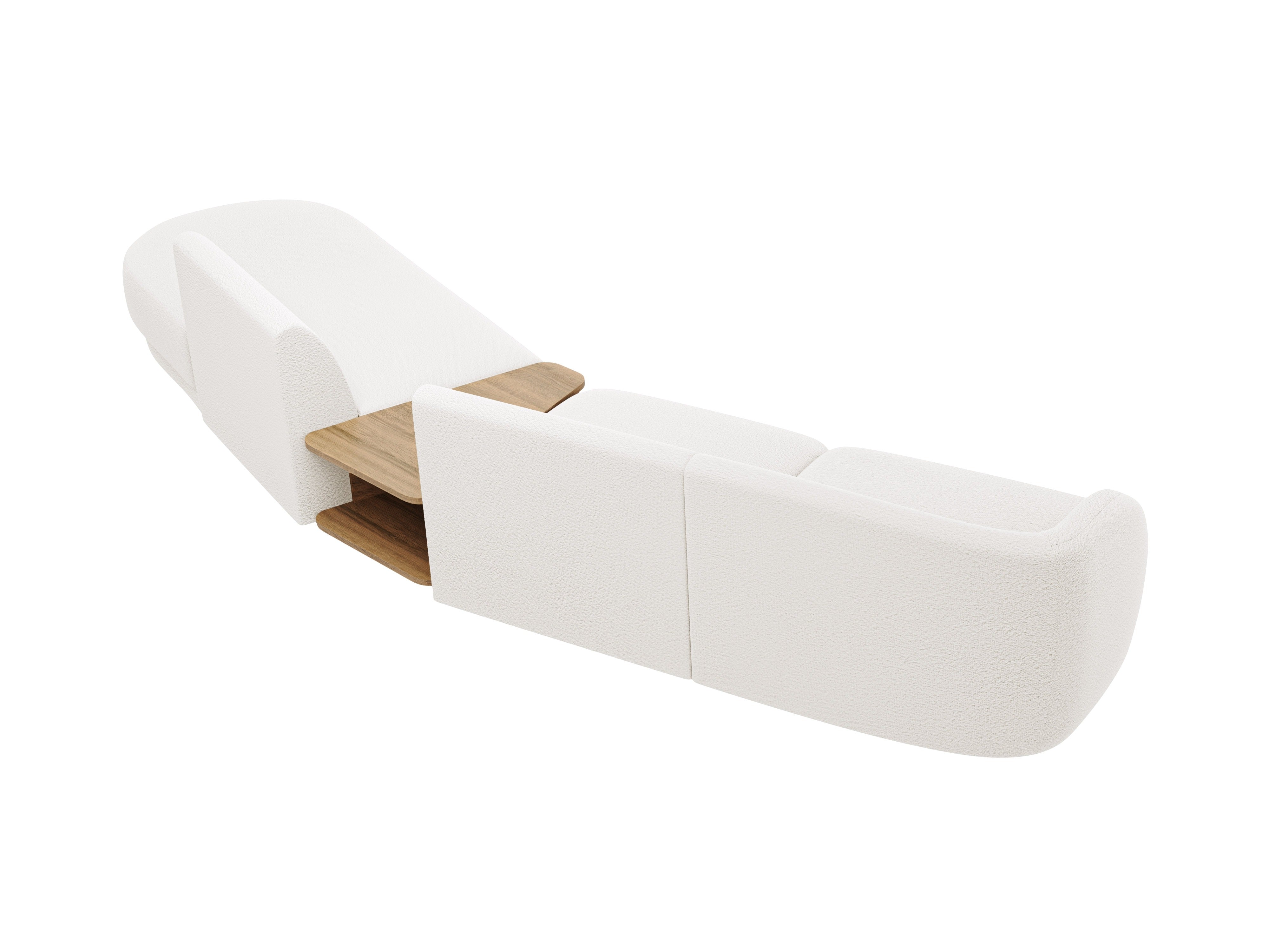 Sofa modułowa prawostronna ze stolikiem 4-osobowa MILEY biały boucle