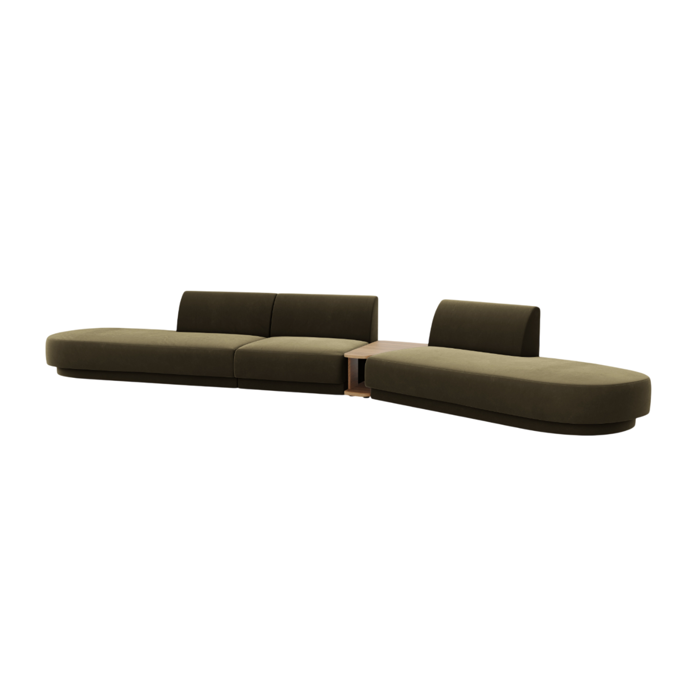 Modulares Sofa mit Tisch, 5-Sitzer, samtig, MILEY, grün