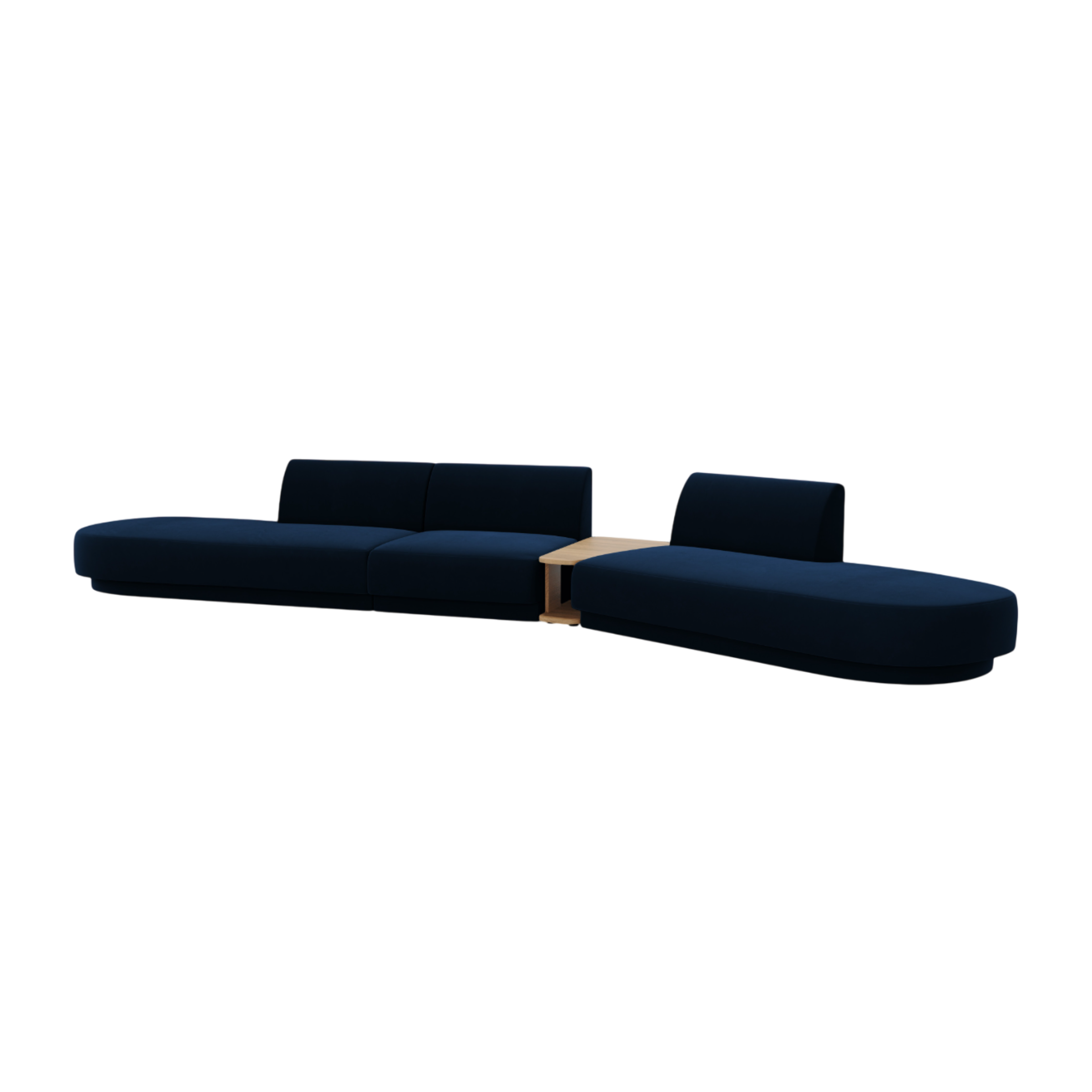 Modulares Sofa mit Tisch, 5-Sitzer, samtig, MILEY, königsblau