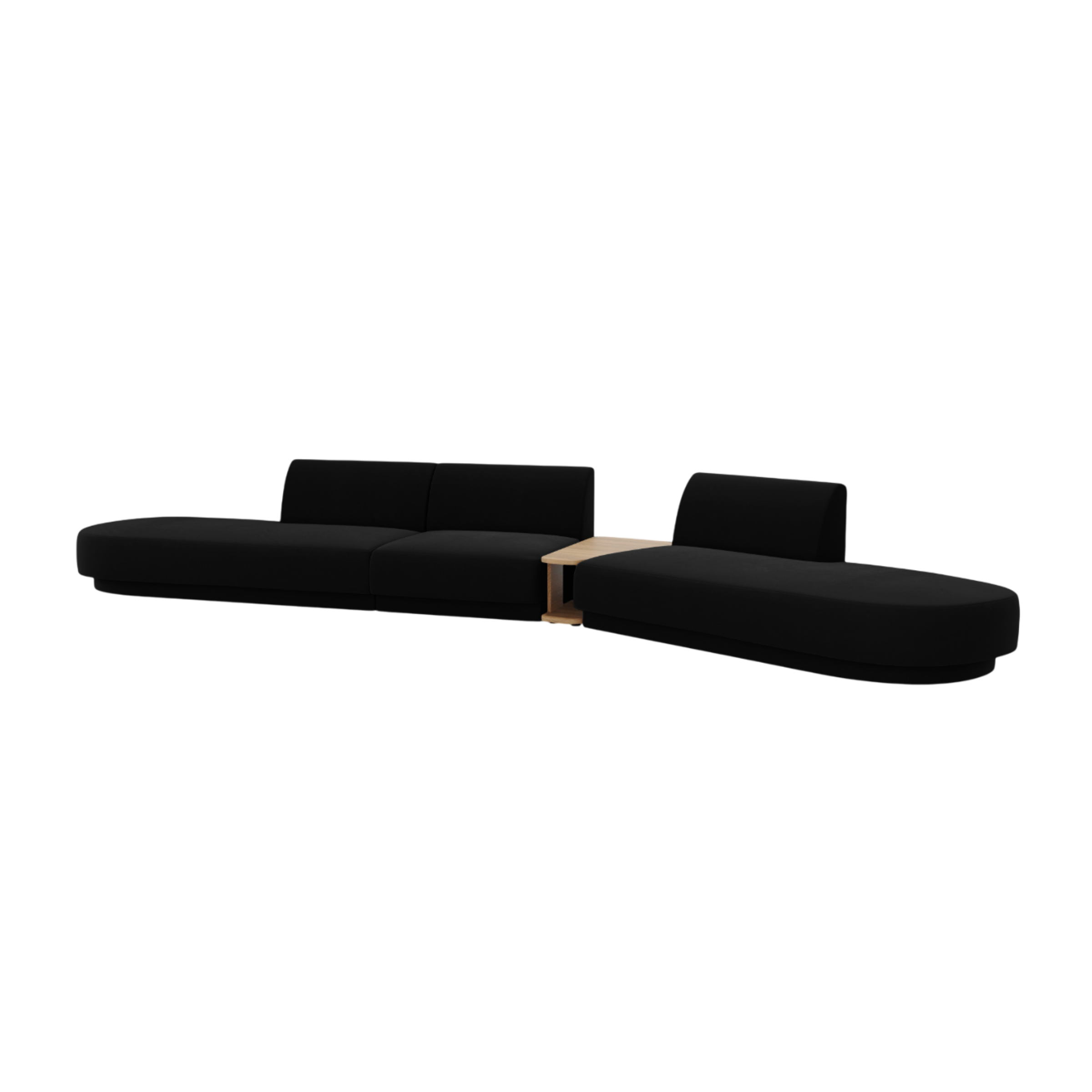 Modulares Sofa mit Tisch, 5-Sitzer, samt MILEY, schwarz