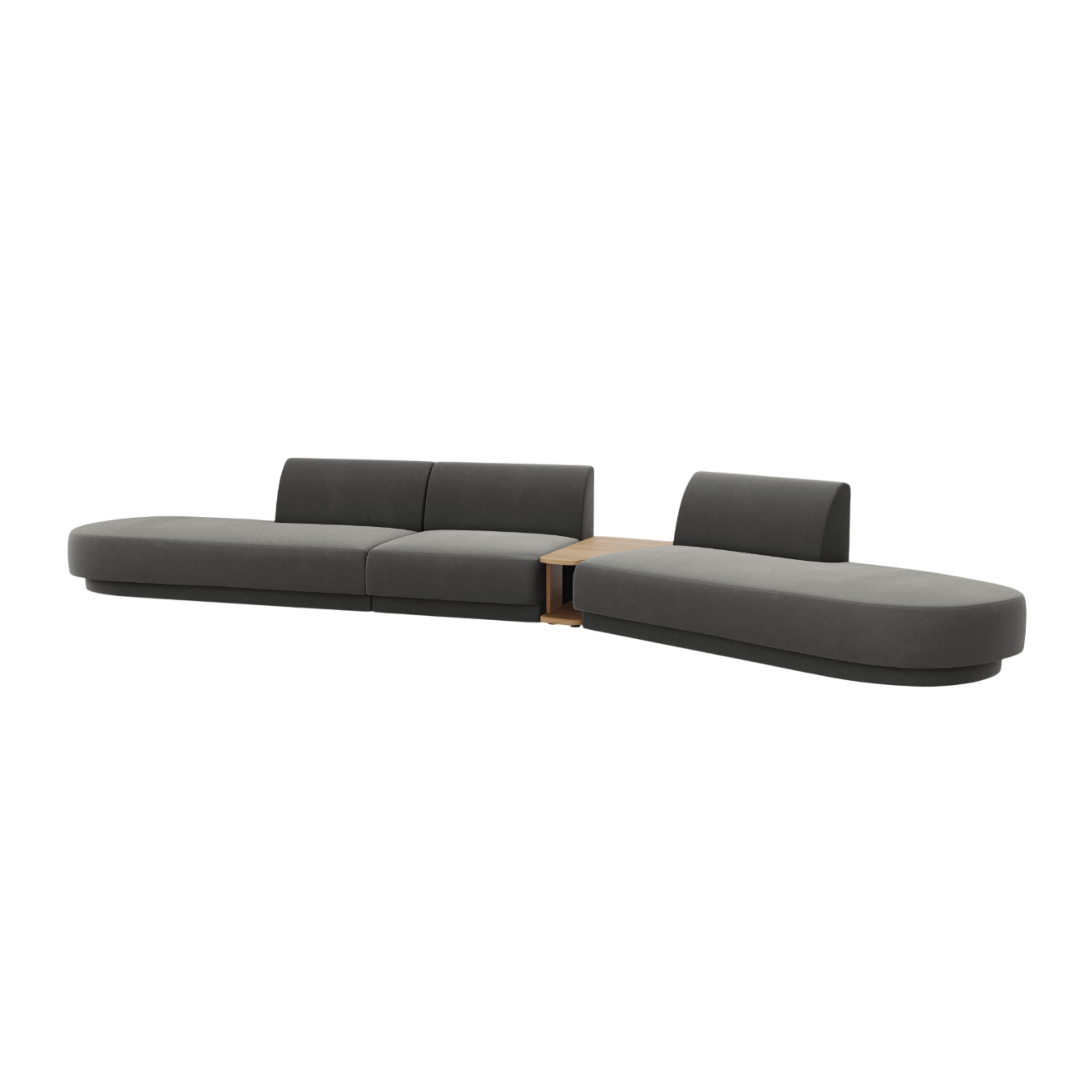 Modularsofa mit Tisch, 5-sitzig, samt MILEY, hellgrau, rechtsseitig
