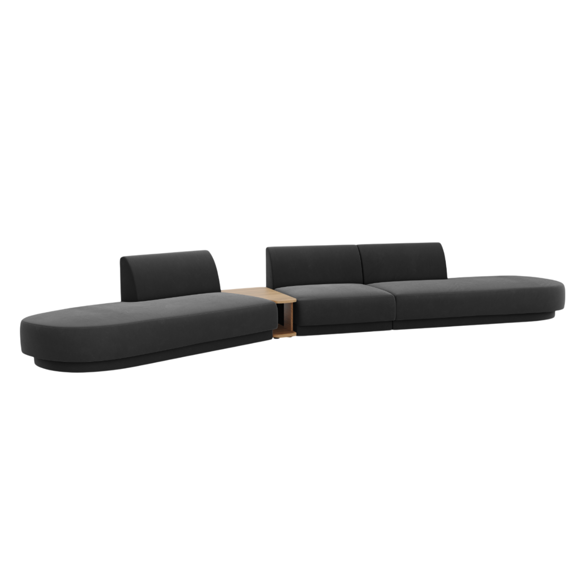 Sofa modułowa lewostronna ze stolikiem 5-osobowa aksamitna MILEY szary