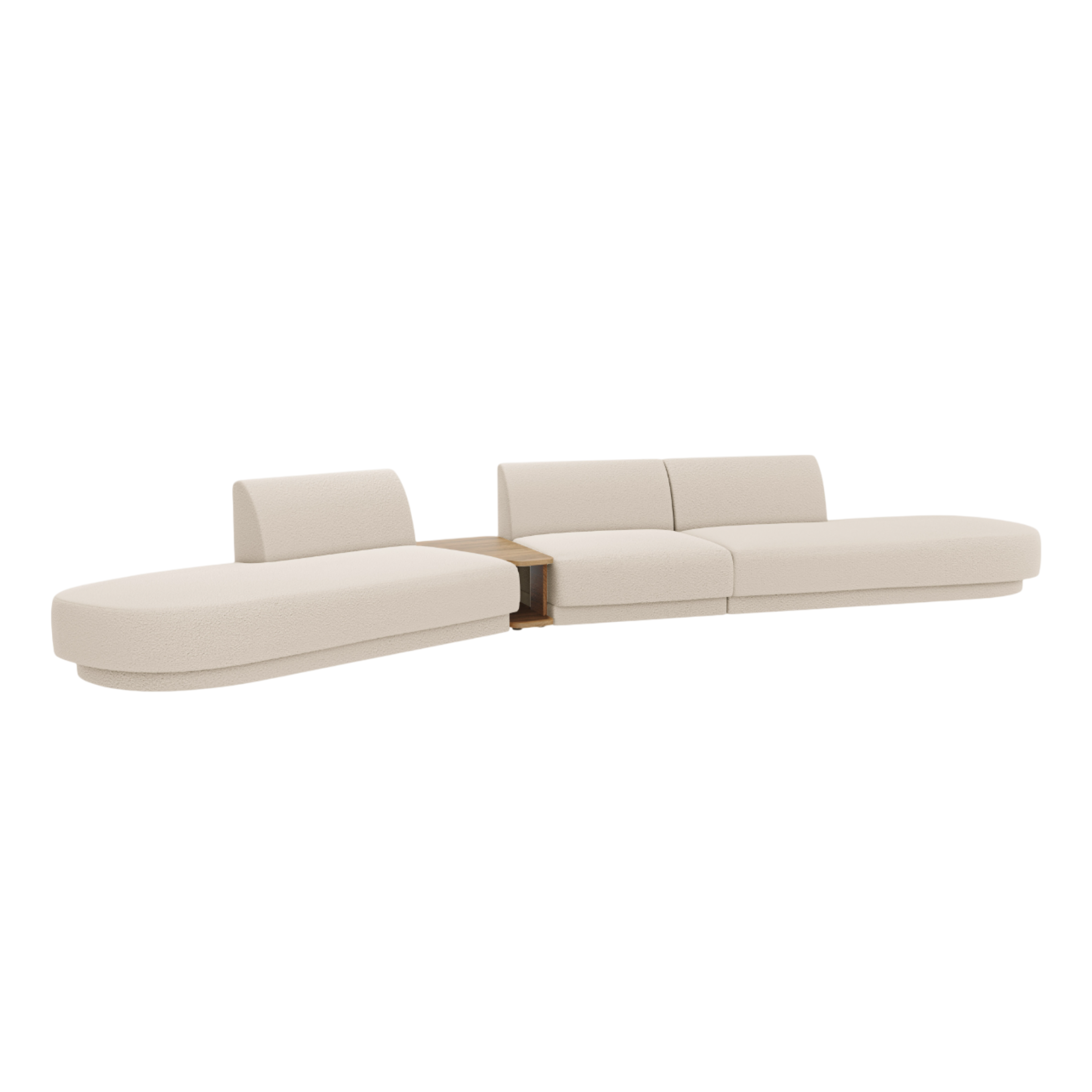 Modulares Sofa links mit Tisch für 5 Personen MILEY beige Boucle