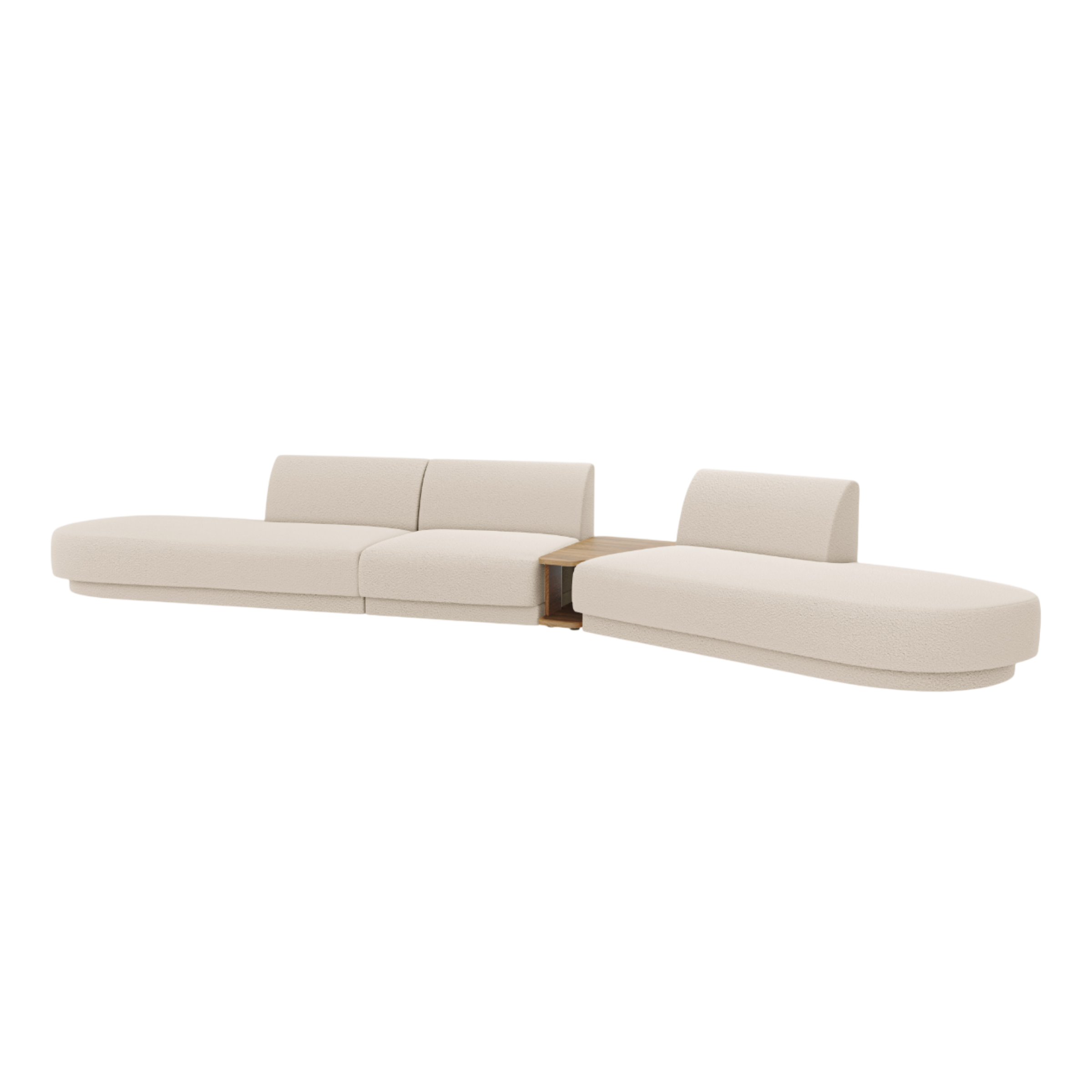 Modularsofa mit Tisch, 5-sitzig, MILEY, beige Boucle