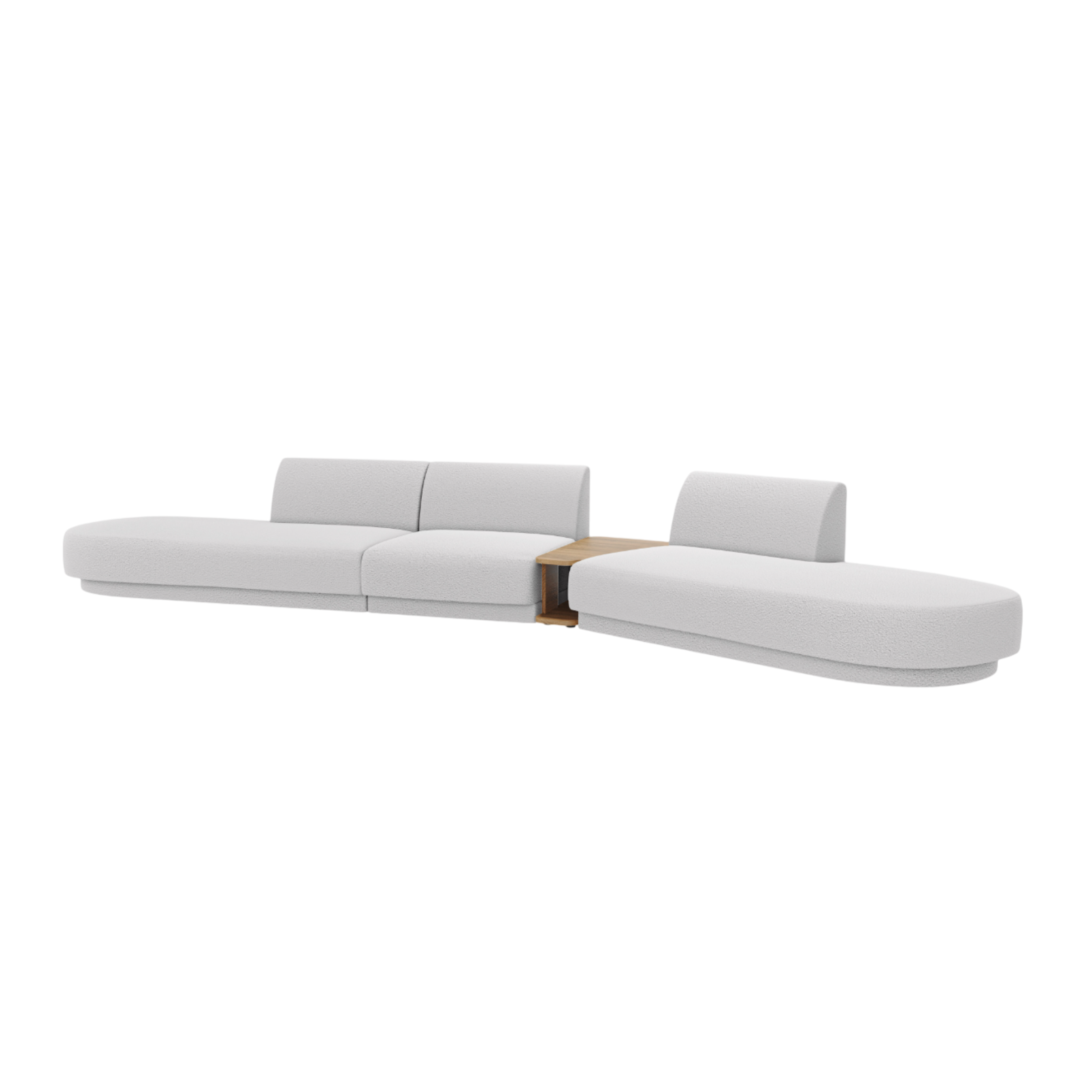 Modularsofa rechts mit Tisch für 5 Personen MILEY hellgrau Boucle