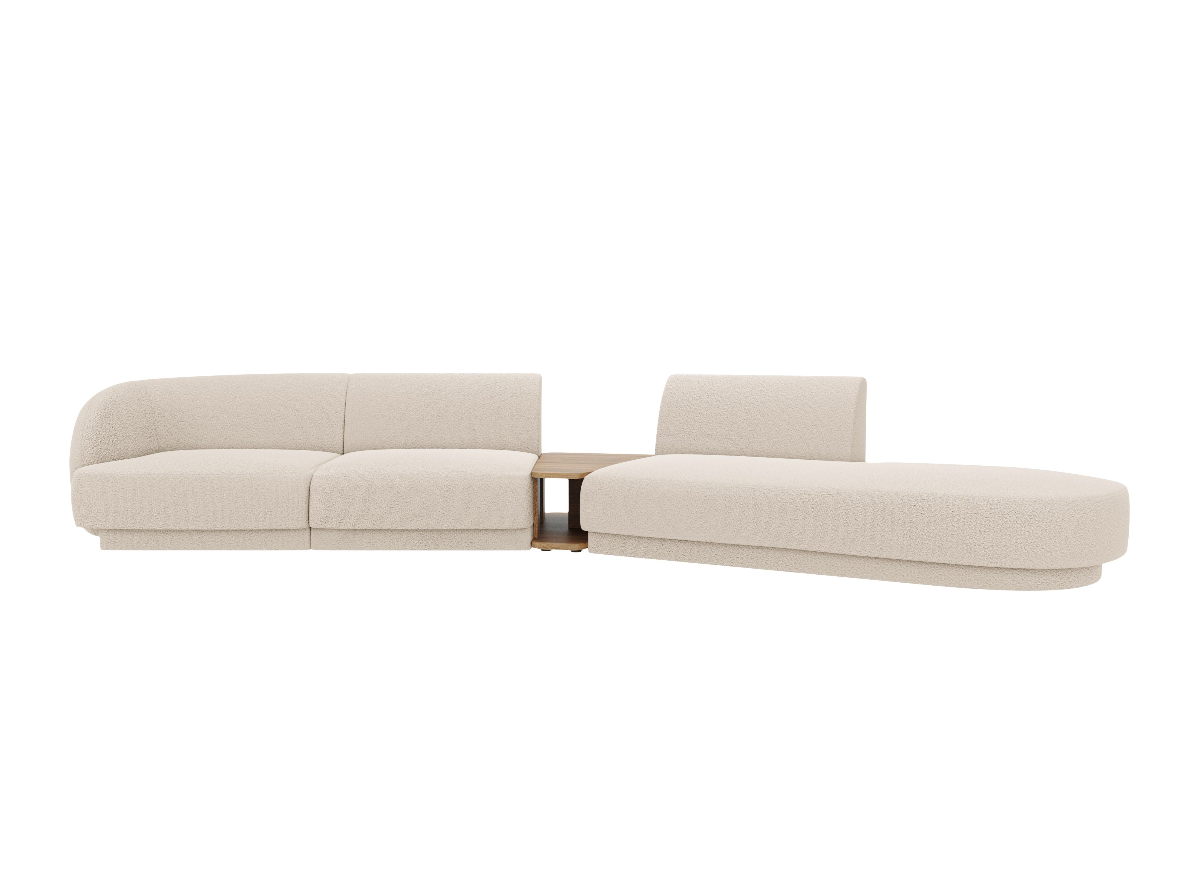 Sofa modułowa prawostronna ze stolikiem 4-osobowa MILEY beżowy boucle