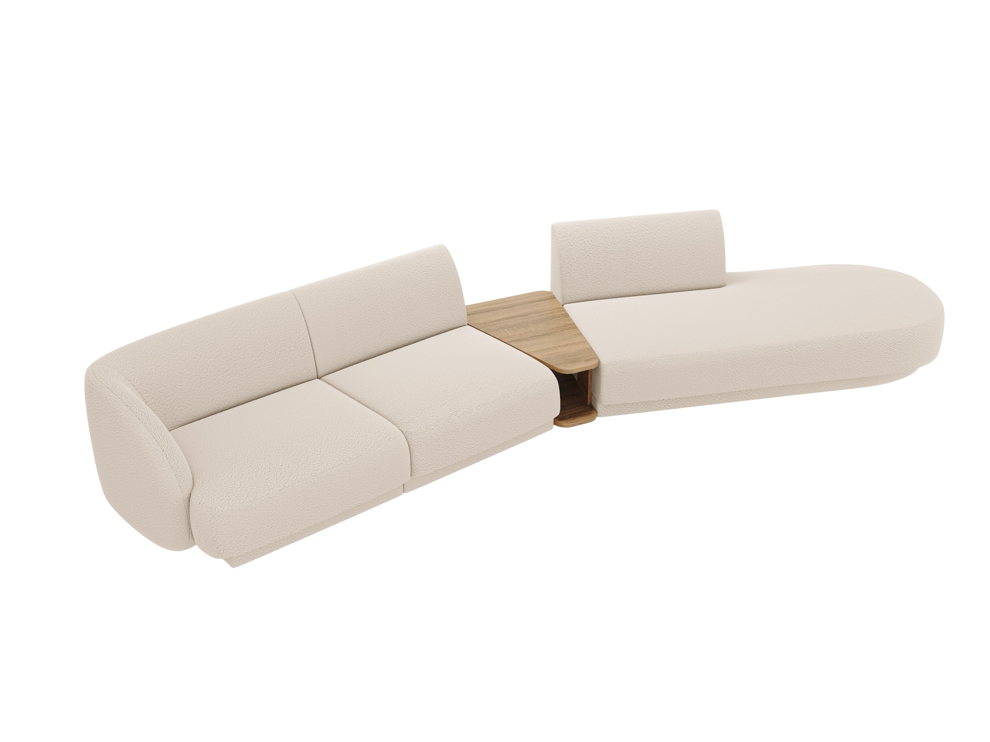 Sofa modułowa prawostronna ze stolikiem 4-osobowa MILEY beżowy boucle