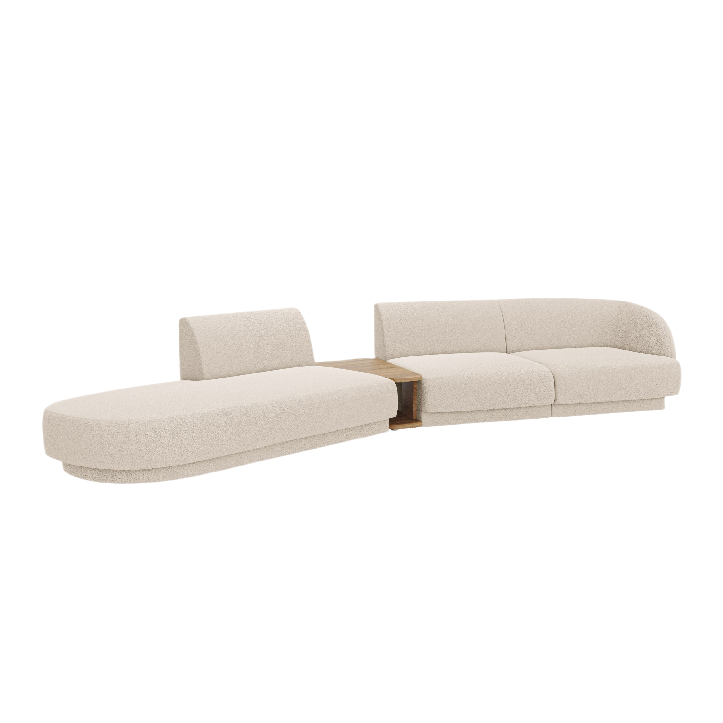 Sofa modułowa lewostronna ze stolikiem 4-osobowa MILEY beżowy boucle