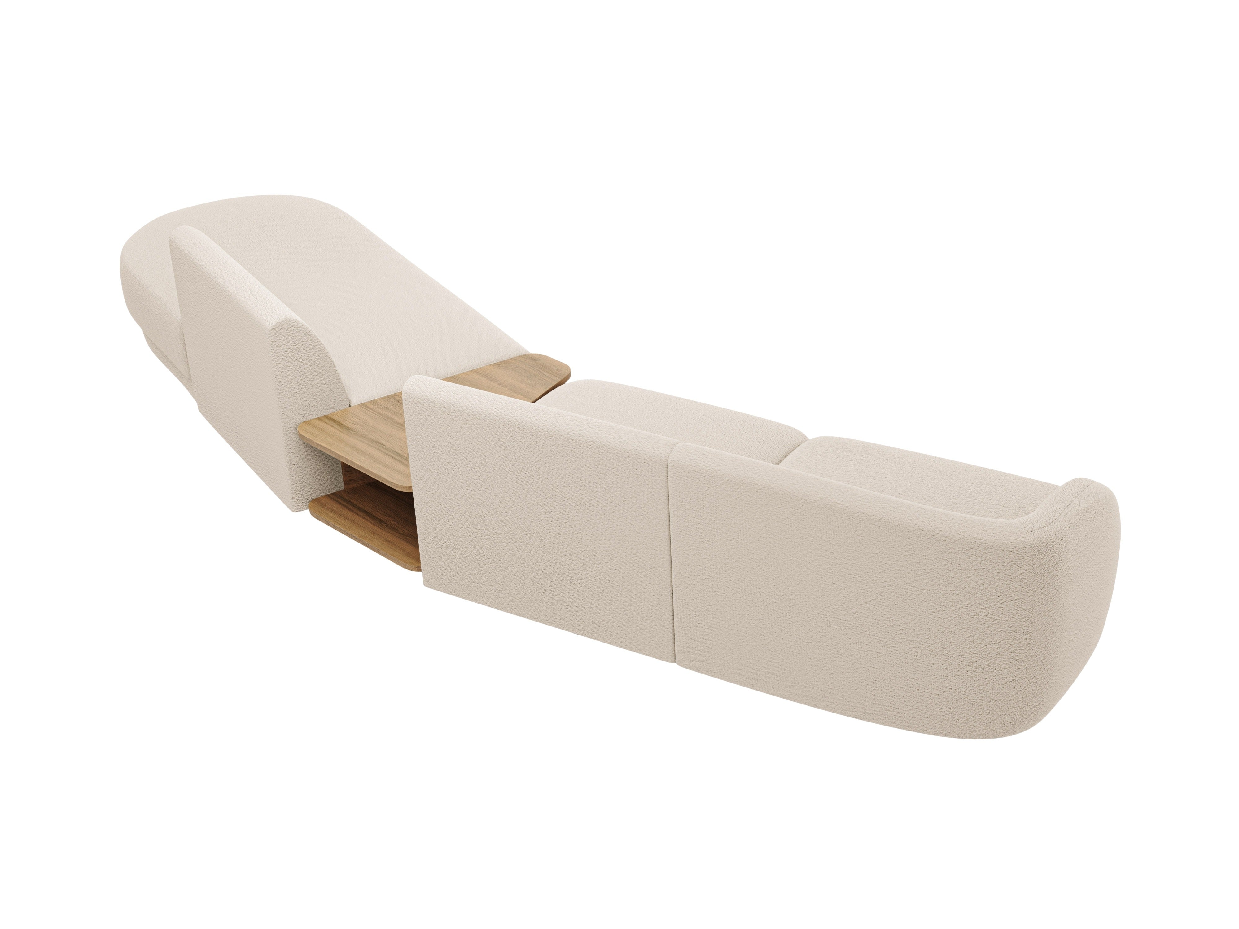 Sofa modułowa prawostronna ze stolikiem 4-osobowa MILEY beżowy boucle