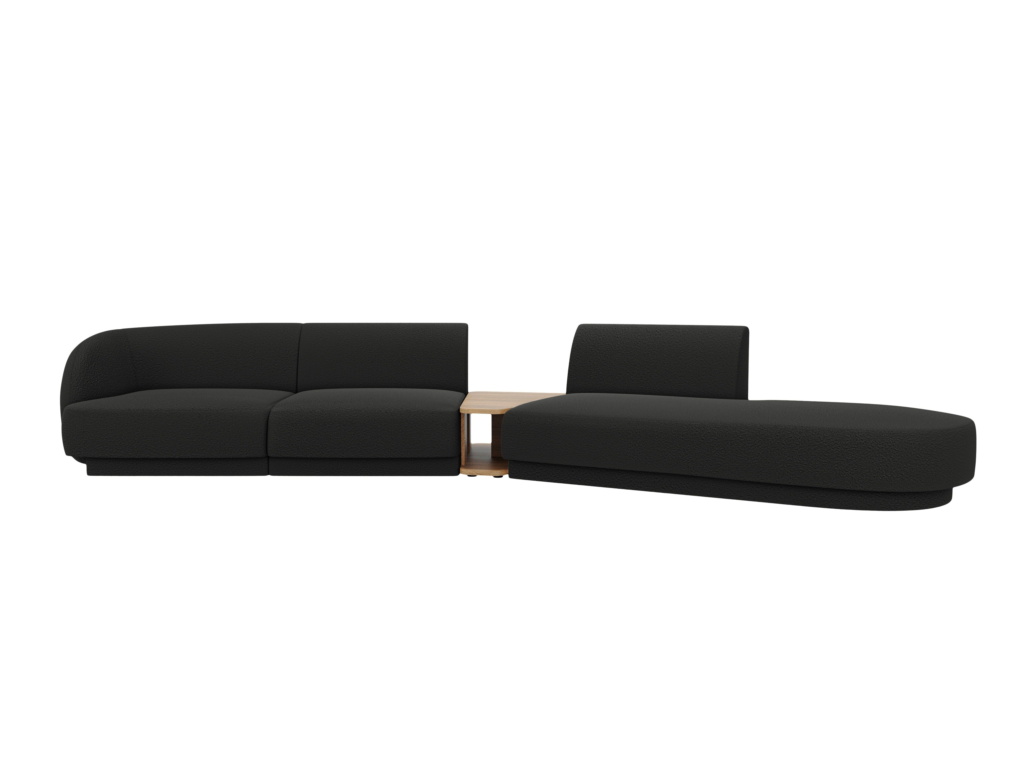 Sofa modułowa prawostronna ze stolikiem 4-osobowa MILEY czarny boucle