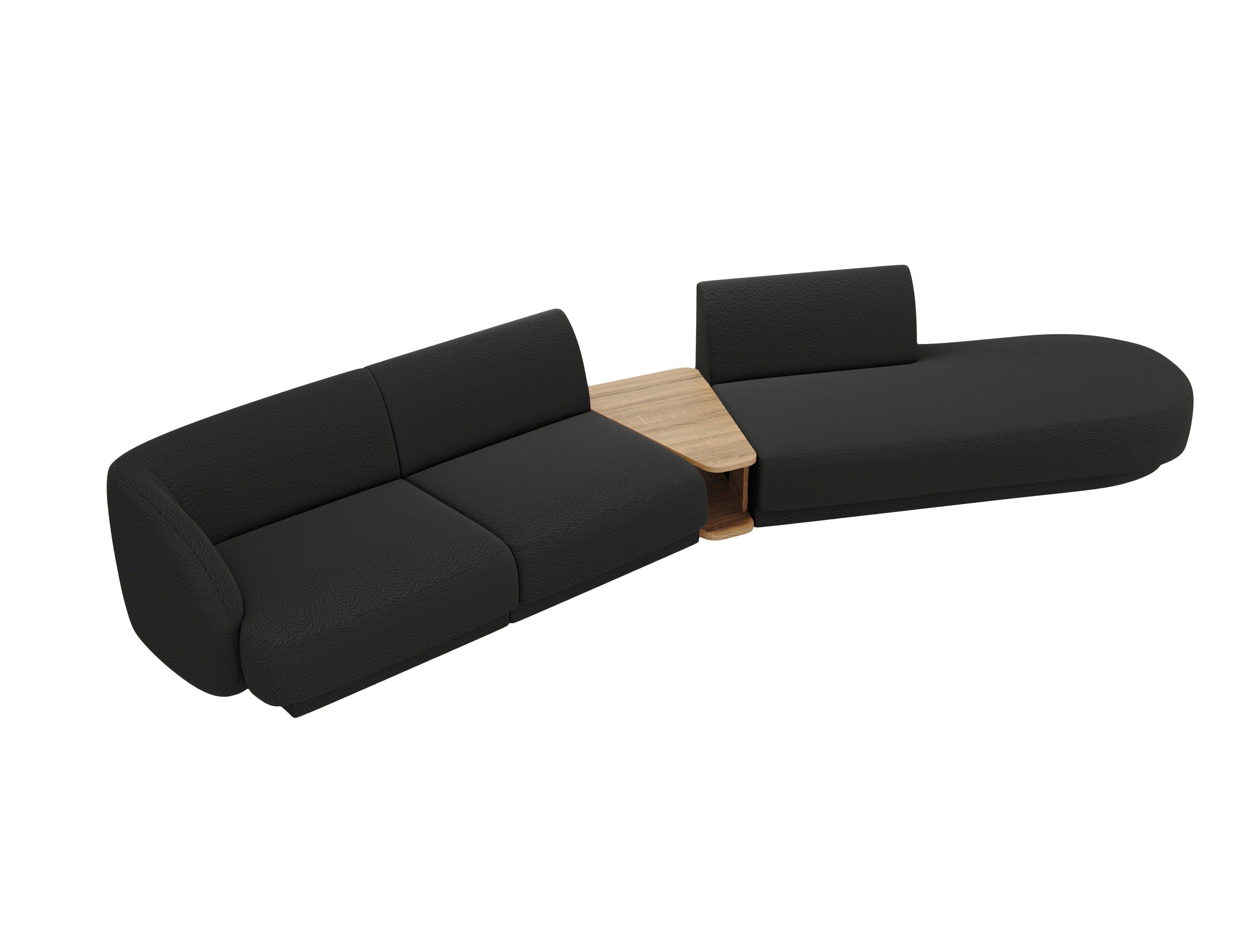 Sofa modułowa prawostronna ze stolikiem 4-osobowa MILEY czarny boucle
