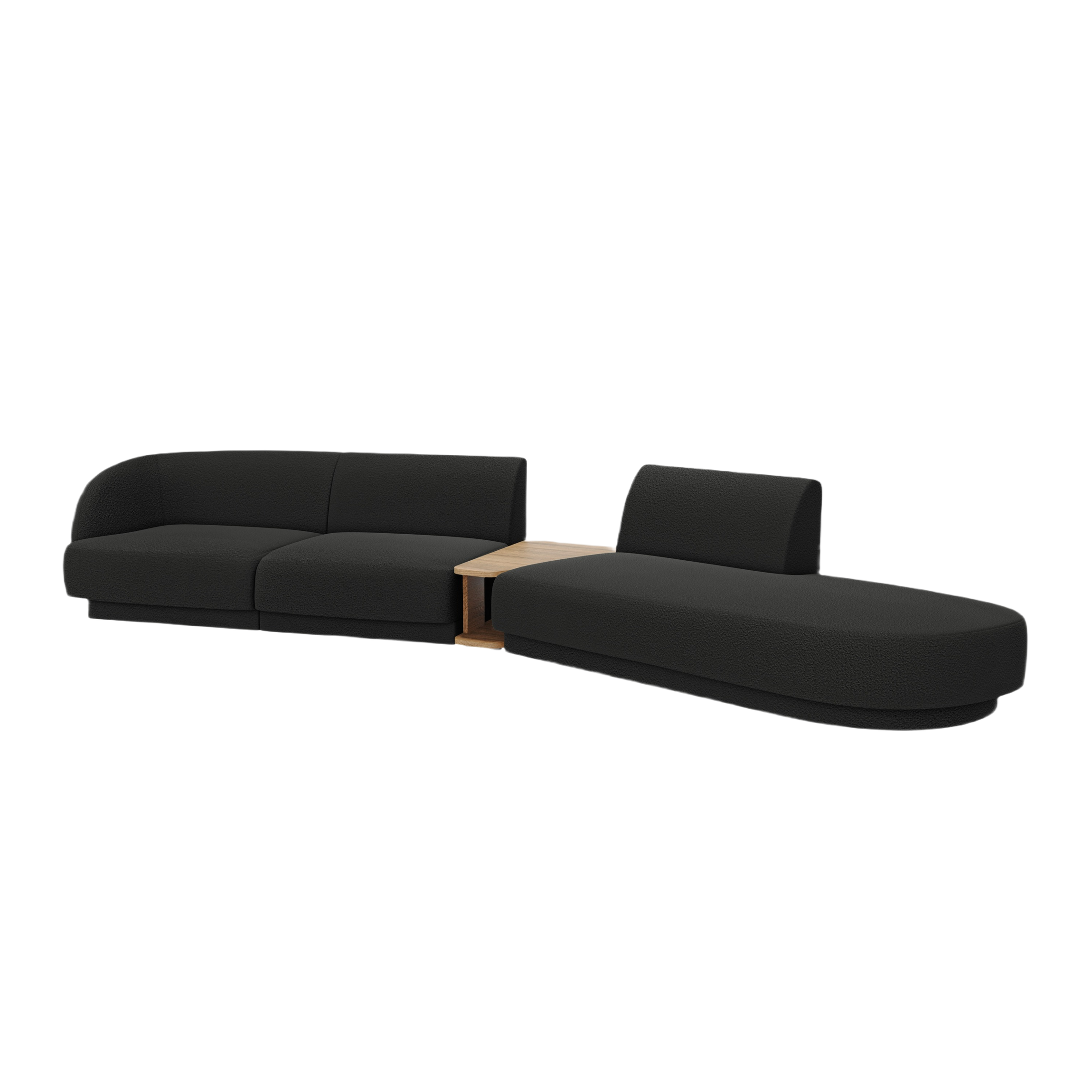 Sofa modułowa prawostronna ze stolikiem 4-osobowa MILEY czarny boucle