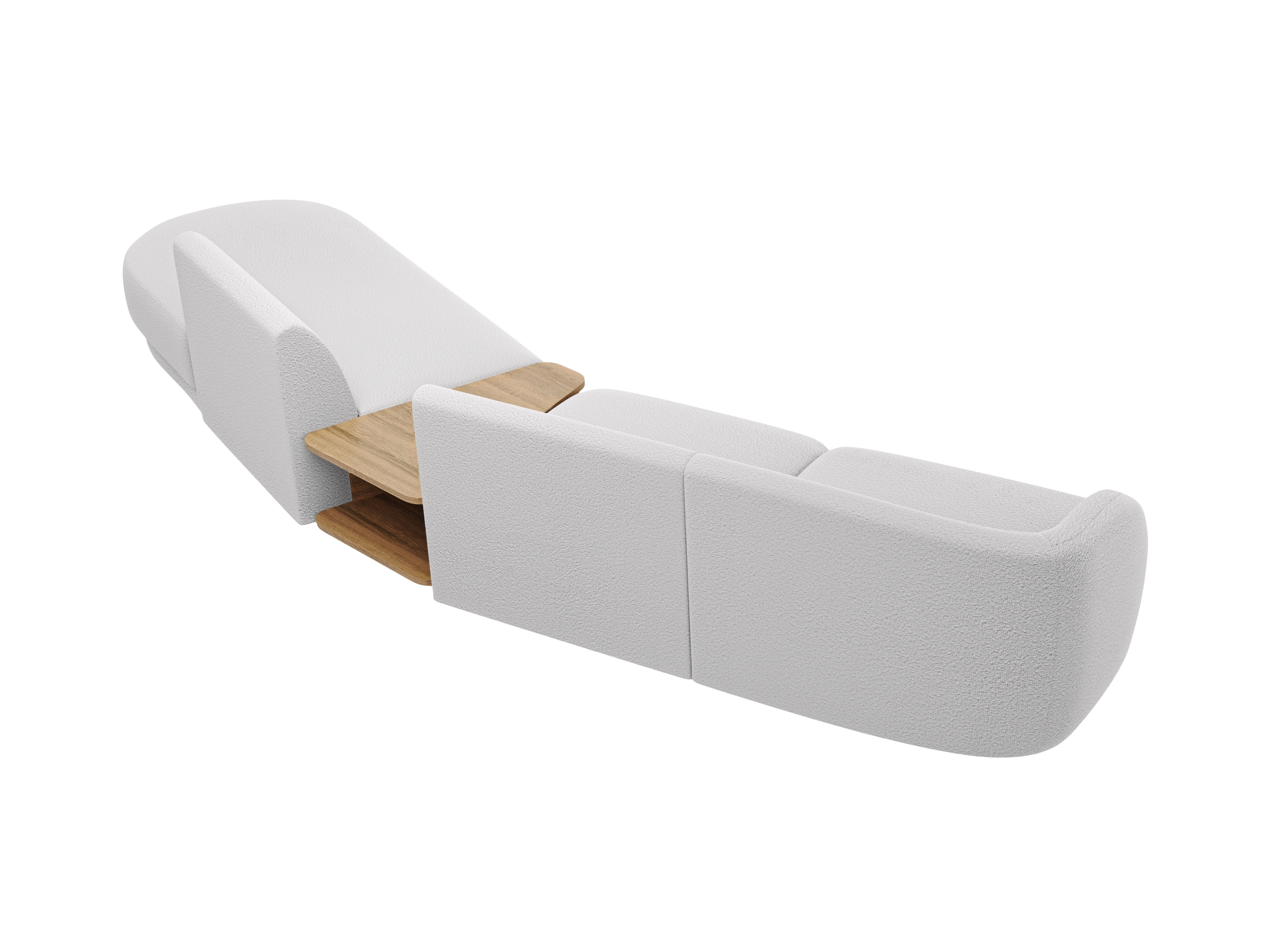 Sofa modułowa prawostronna ze stolikiem 4-osobowa MILEY jasnoszary boucle
