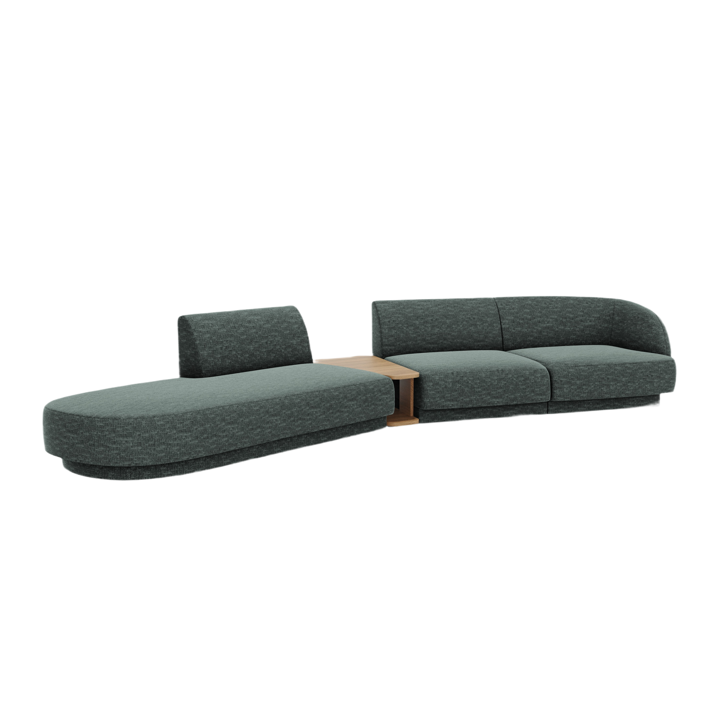 Sofa modułowa lewostronna ze stolikiem 4-osobowa MILEY petrol szenil jedwabisty