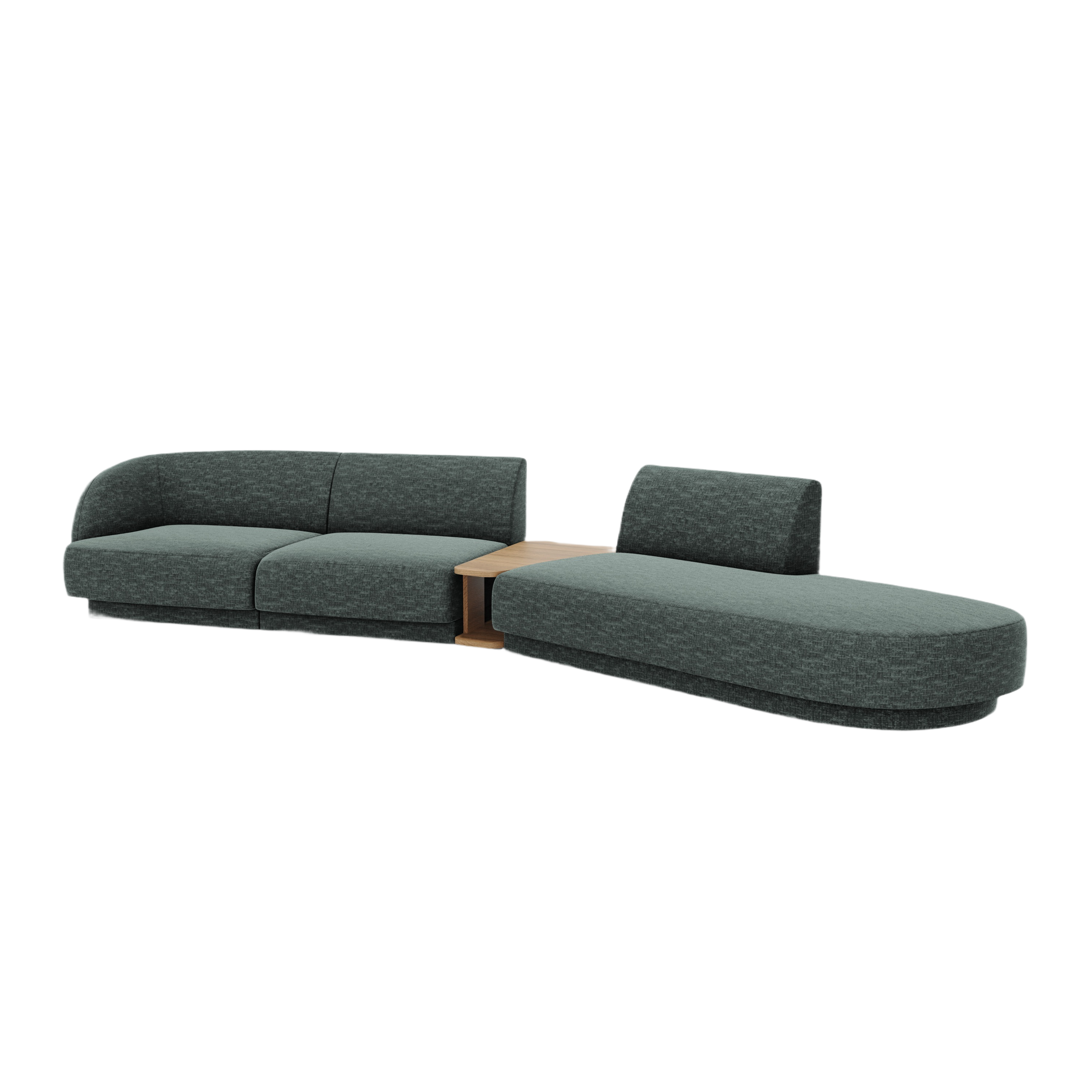 Sofa modułowa prawostronna ze stolikiem 4-osobowa MILEY petrol szenil jedwabisty