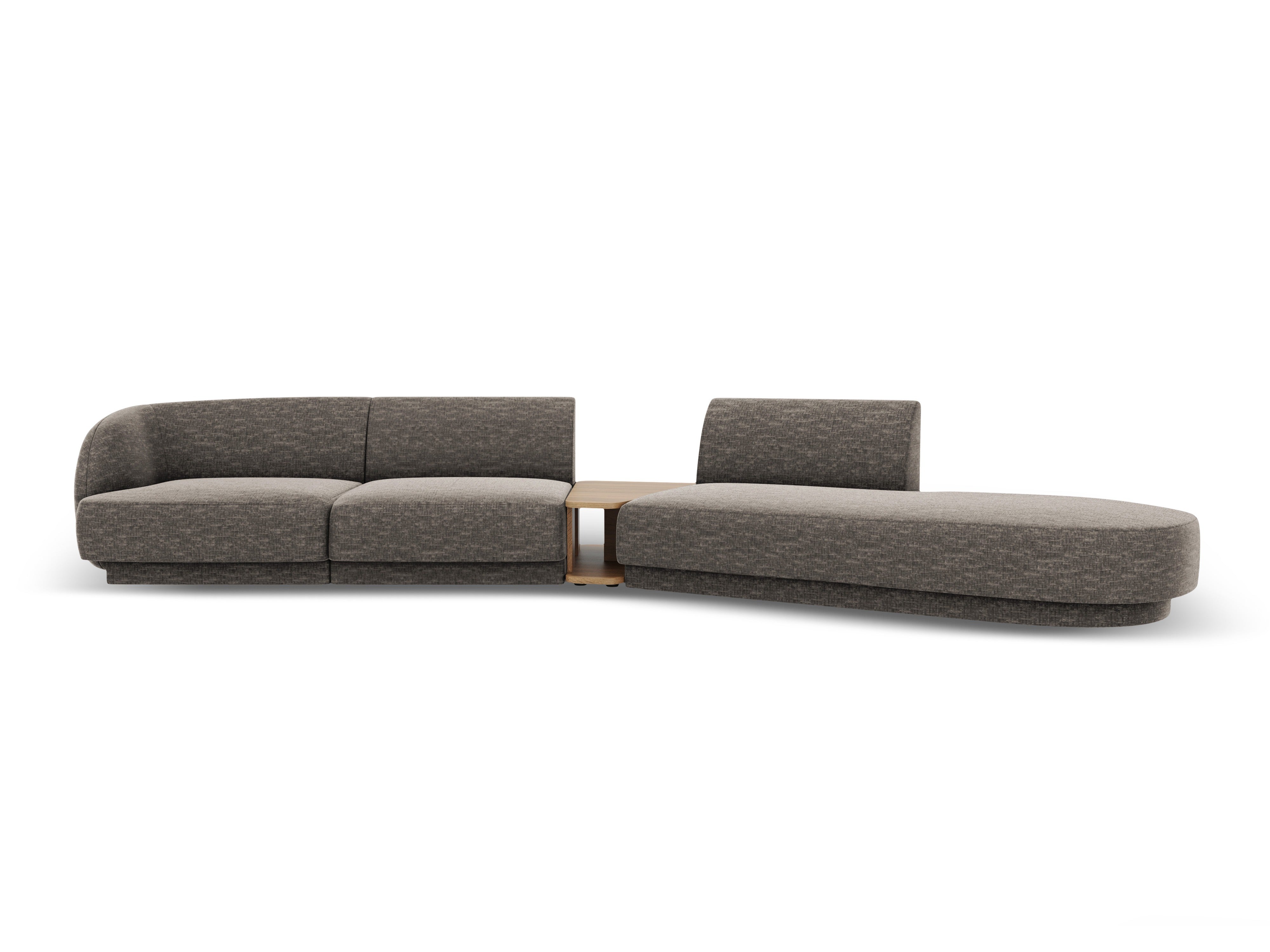 Sofa modułowa prawostronna ze stolikiem 4-osobowa MILEY szary szenil jedwabisty
