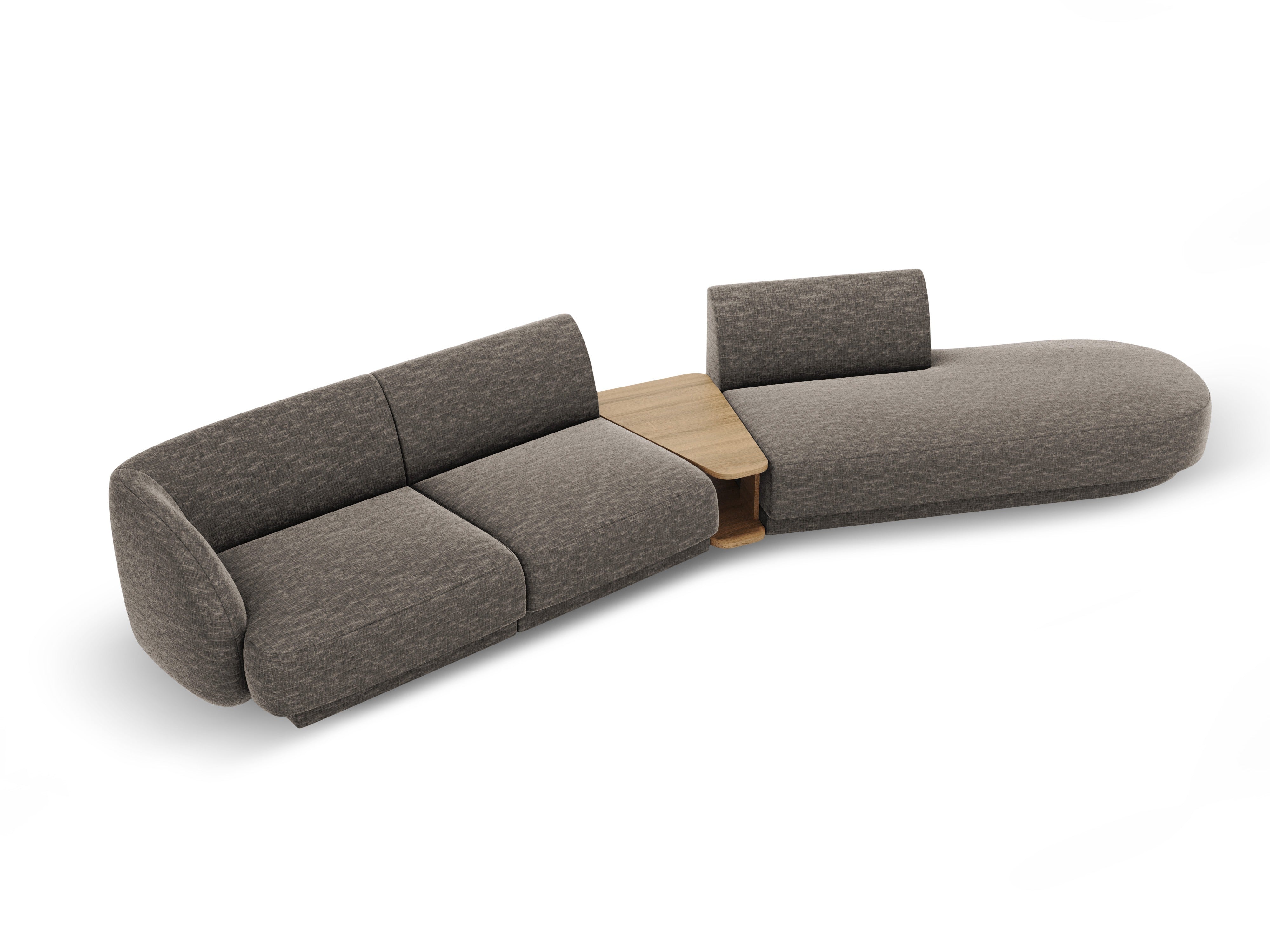 Sofa modułowa prawostronna ze stolikiem 4-osobowa MILEY szary szenil jedwabisty