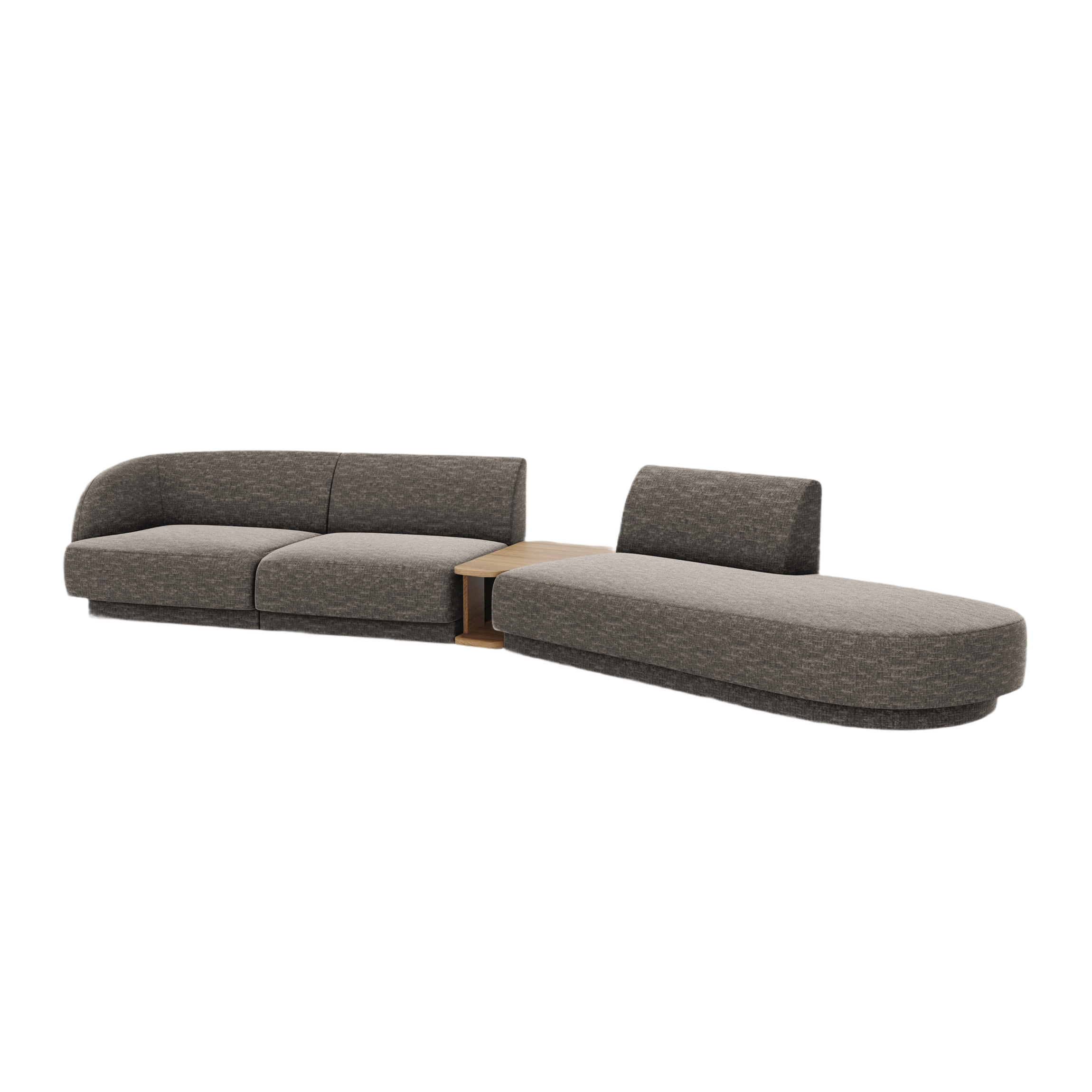 Sofa modułowa prawostronna ze stolikiem 4-osobowa MILEY szary szenil jedwabisty
