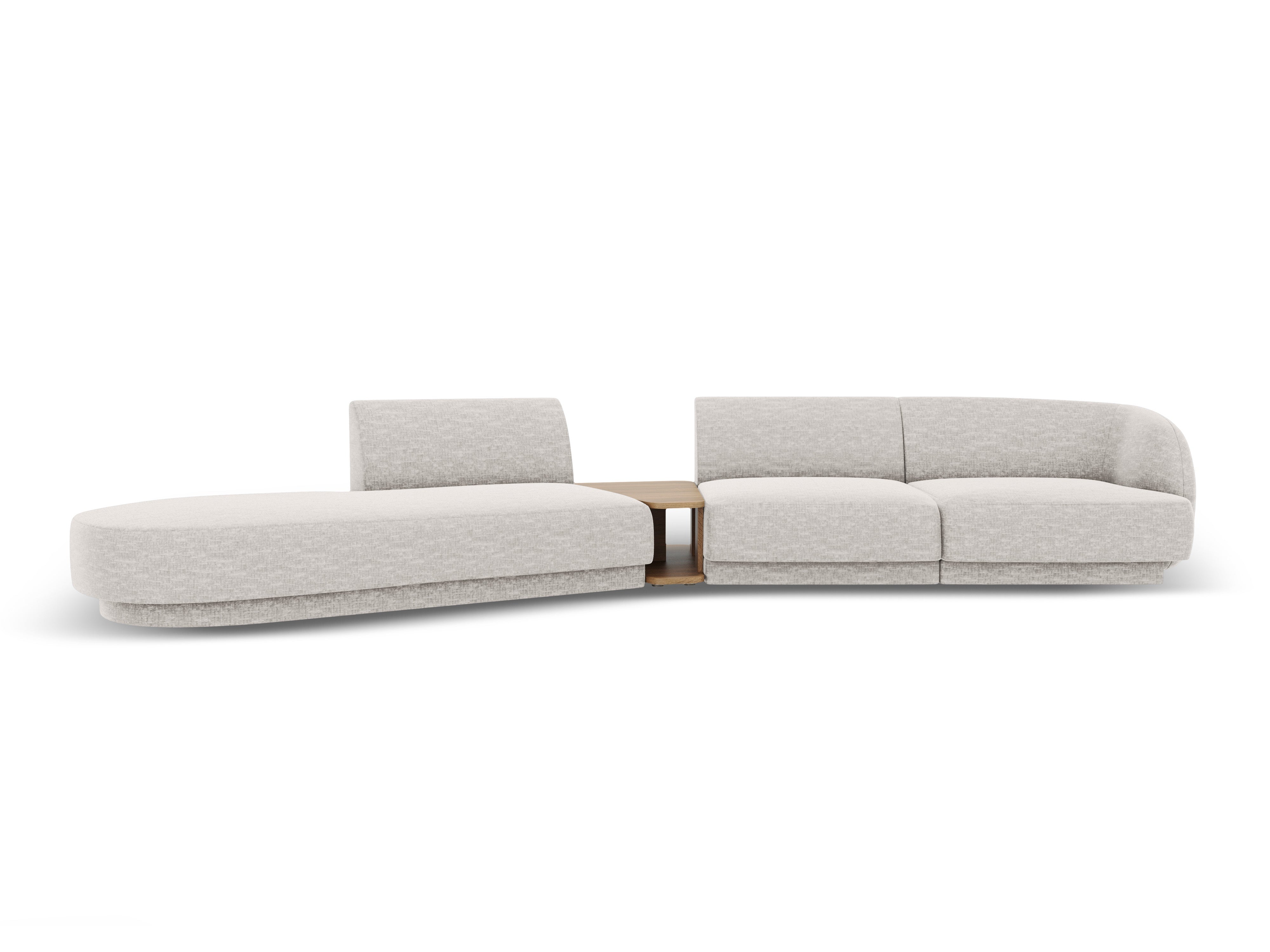 Sofa modułowa lewostronna ze stolikiem 4-osobowa MILEY szary szenil