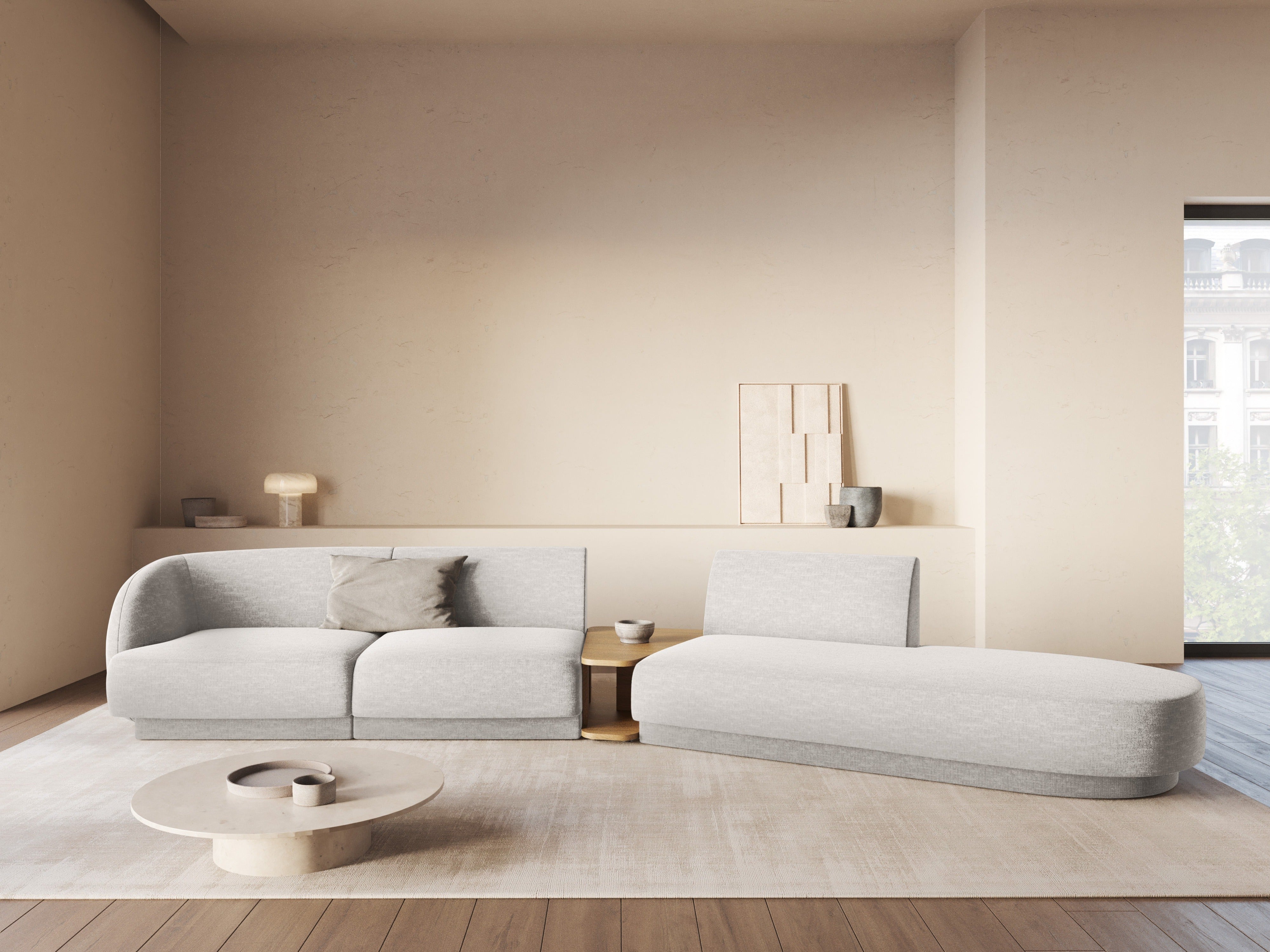 Modulares Sofa mit Tisch, 4-Sitzer MILEY, graues Chenille