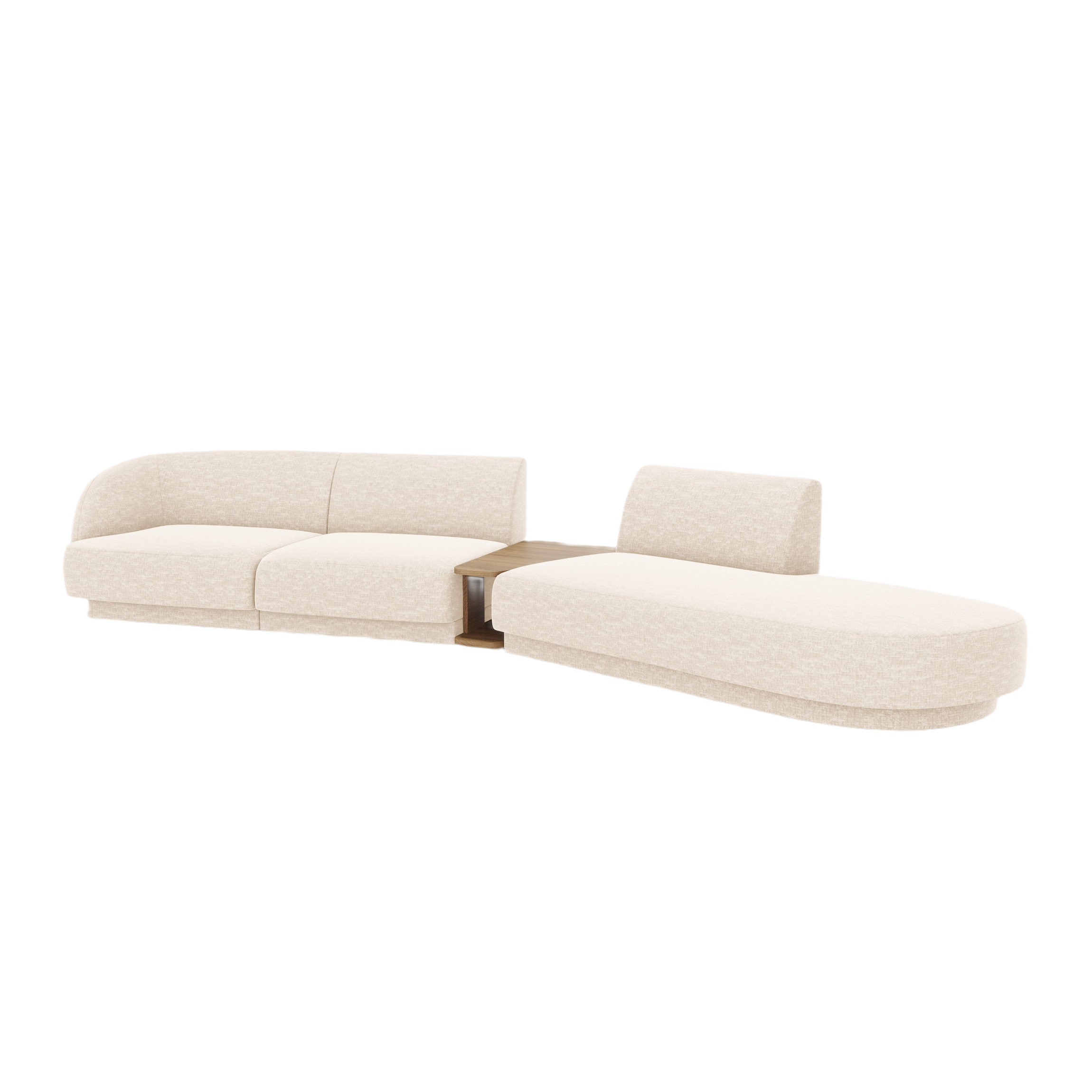 Sofa modułowa prawostronna ze stolikiem 4-osobowa MILEY kość słoniowa szenil