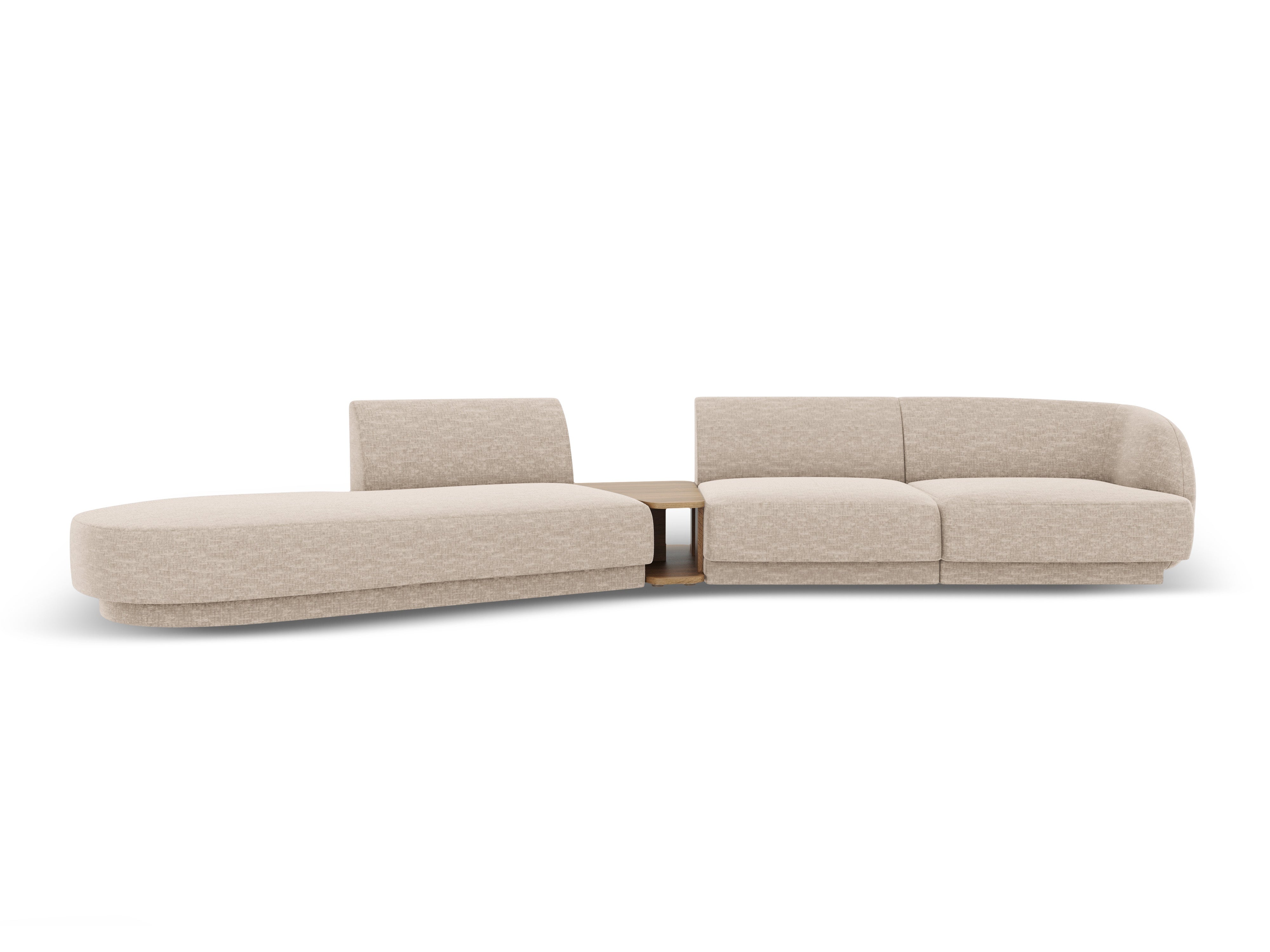 Sofa modułowa lewostronna ze stolikiem 4-osobowa MILEY beżowy szenil