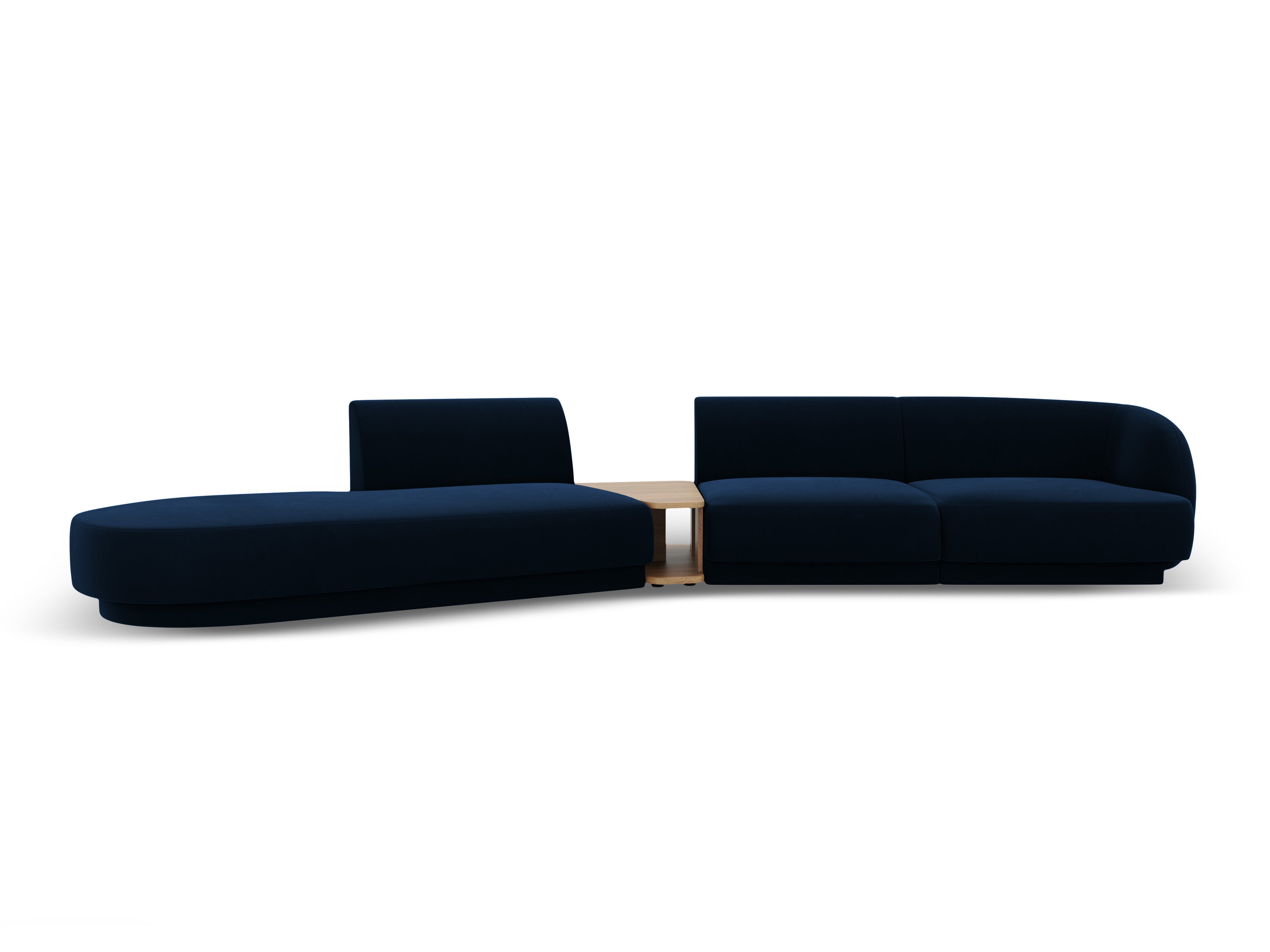 Sofa modułowa lewostronna ze stolikiem 4-osobowa aksamitna MILEY granat królewski