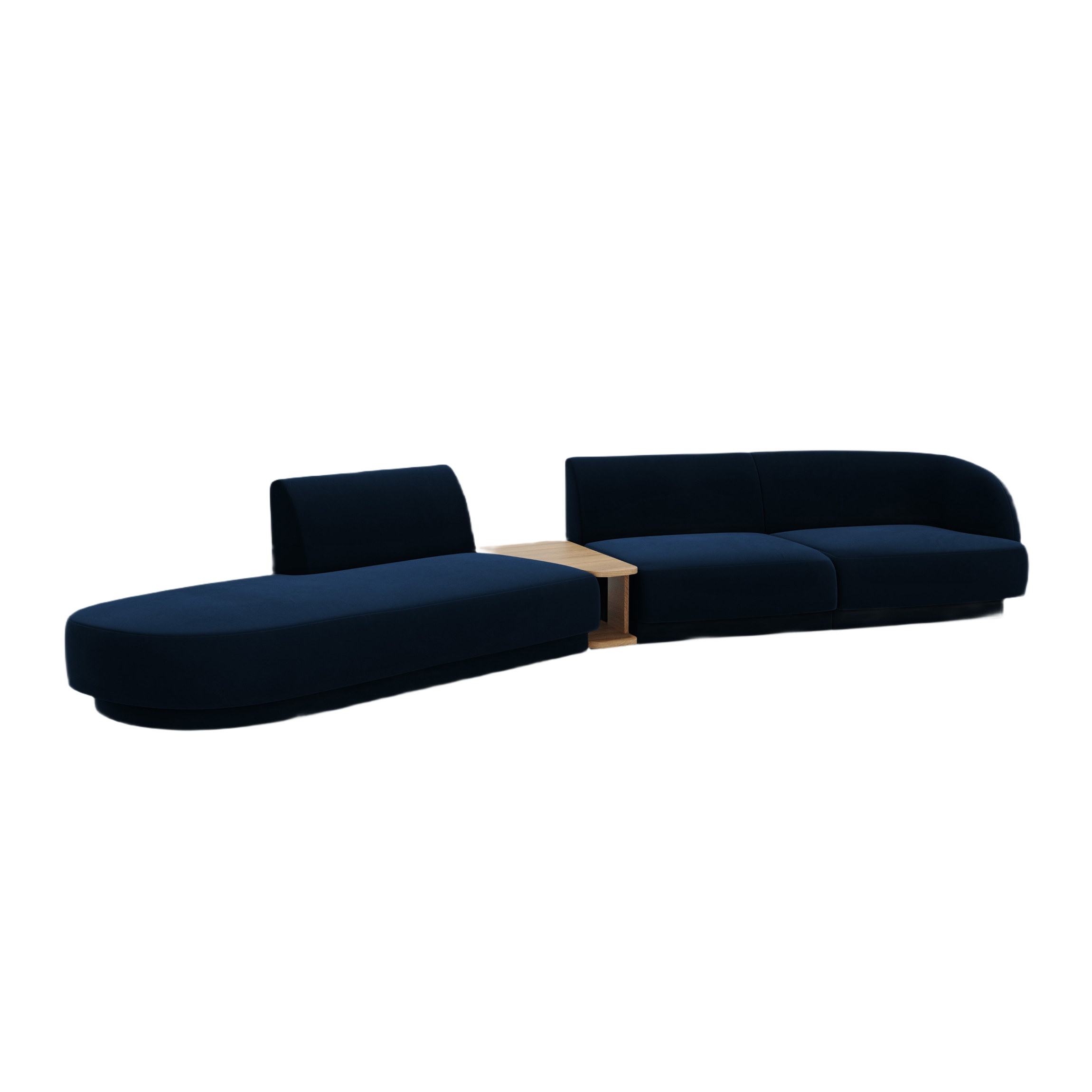 Sofa modułowa lewostronna ze stolikiem 4-osobowa aksamitna MILEY granat królewski