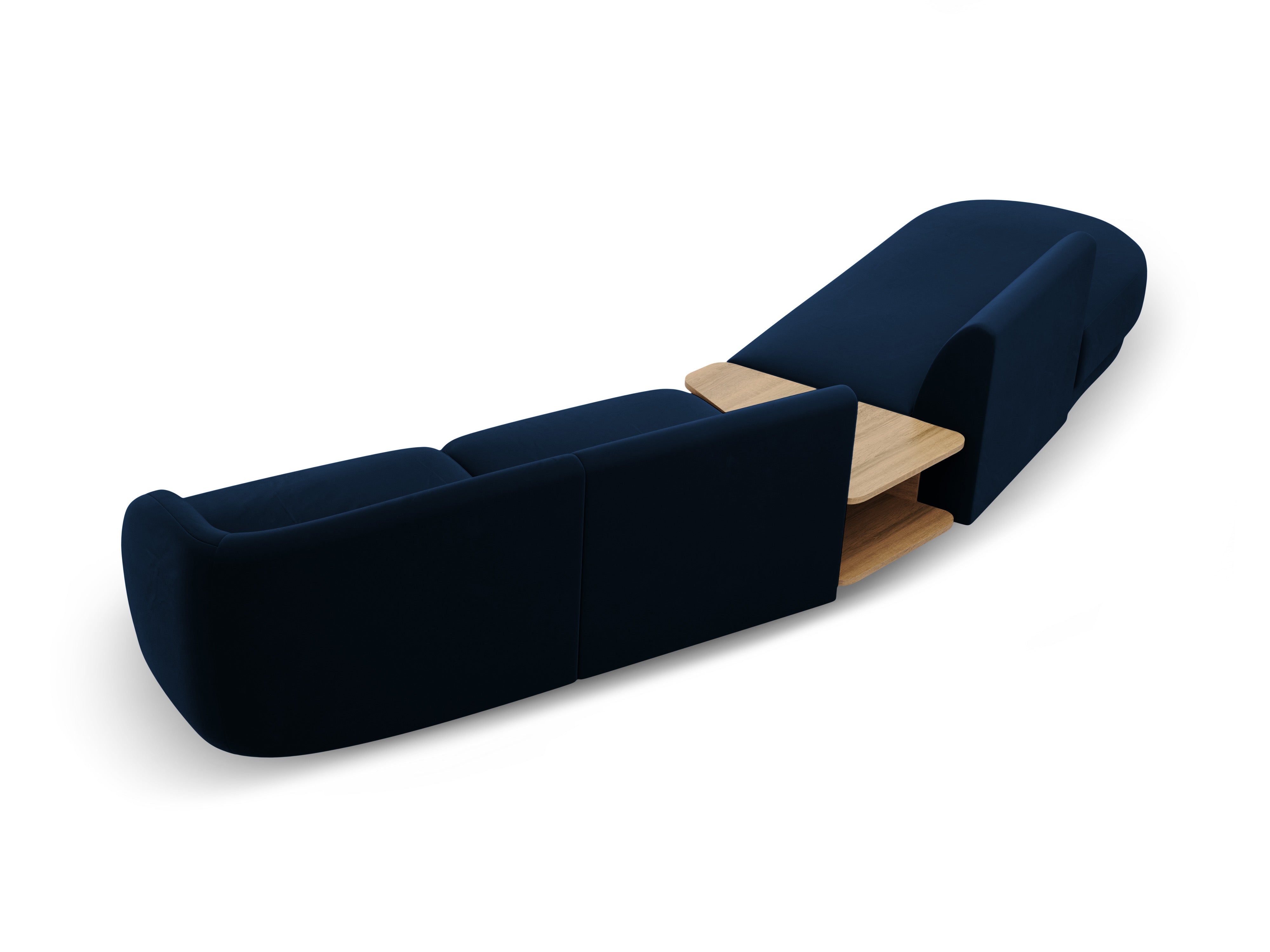 Sofa modułowa lewostronna ze stolikiem 4-osobowa aksamitna MILEY granat królewski