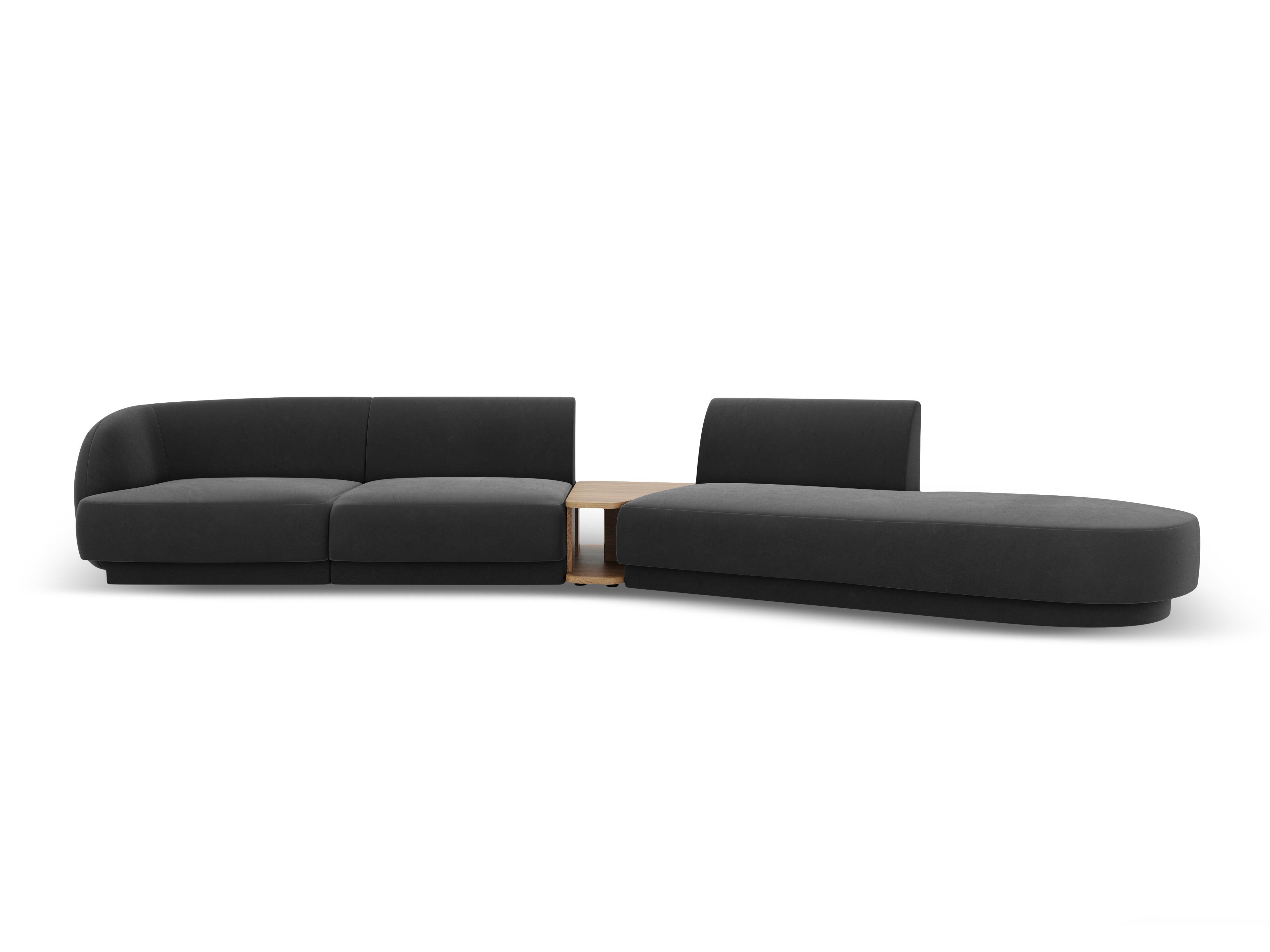 Modulares Sofa mit Tisch, 4-Sitzer, samt MILEY, grau