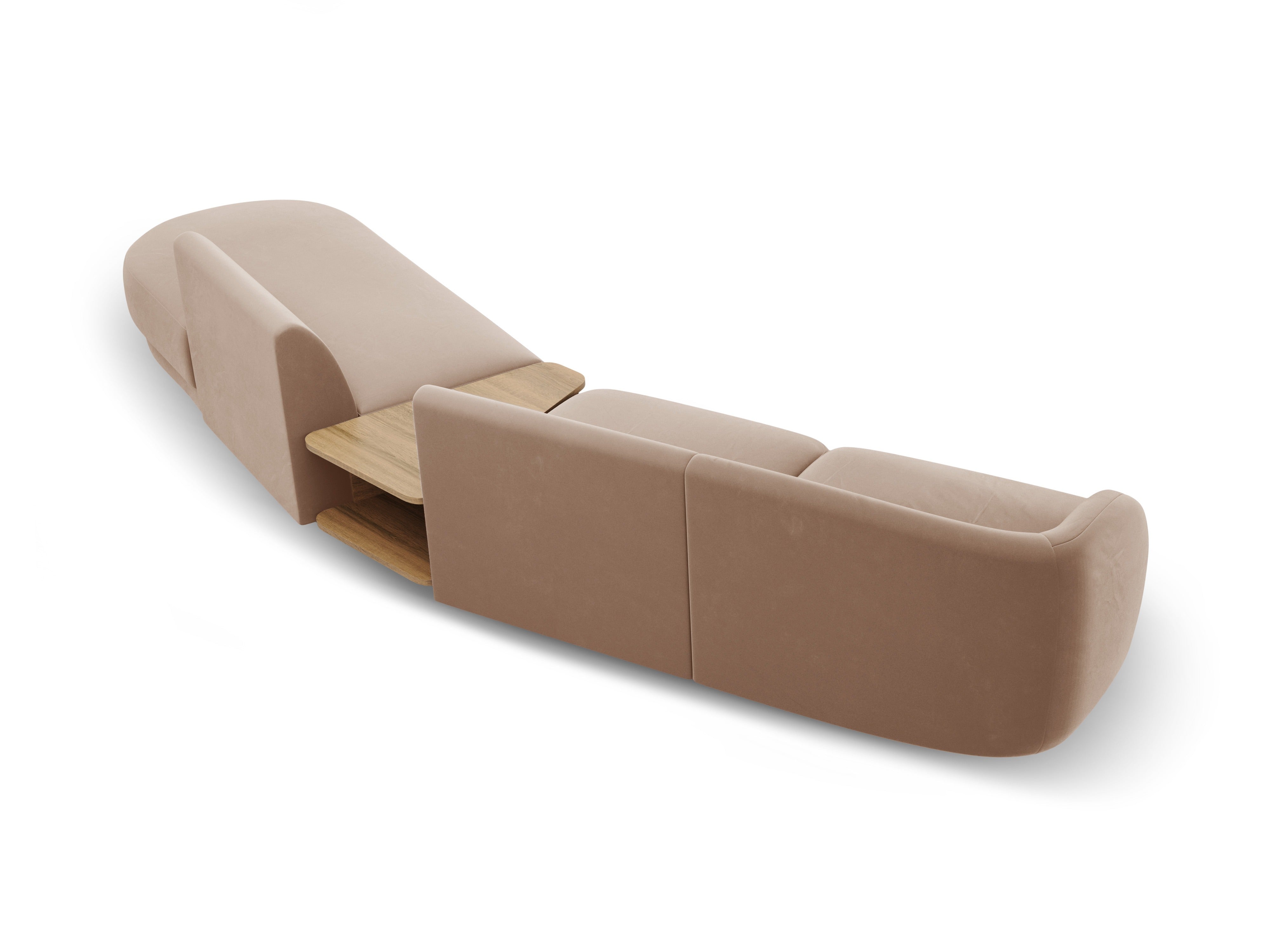 Sofa modułowa prawostronna ze stolikiem 4-osobowa aksamitna MILEY cappuccino